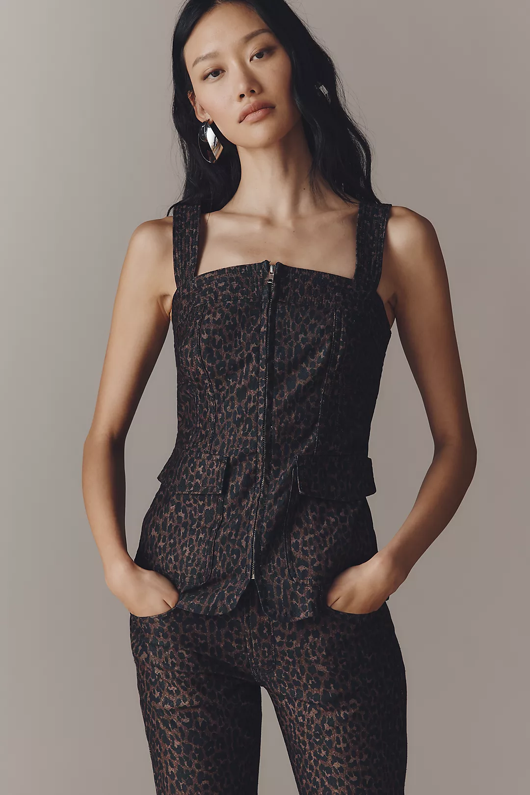 Pilcro Zip-Front Square-Neck Tank