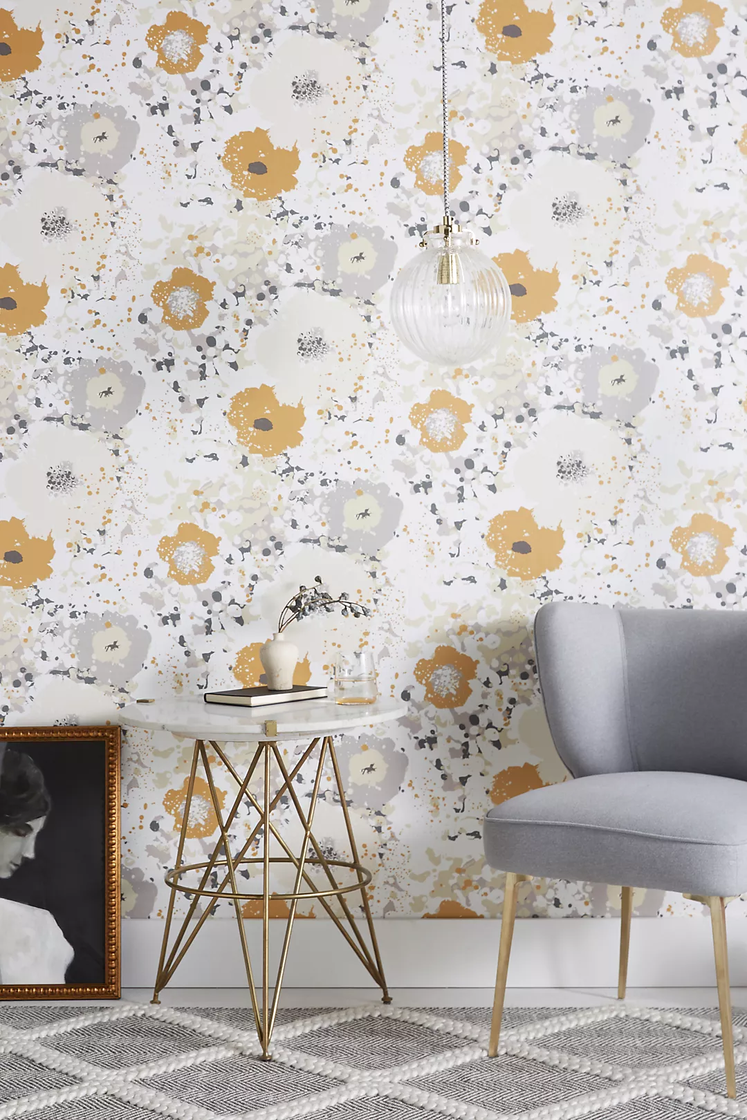 Spontaneity Metallic Floral Wallpaper