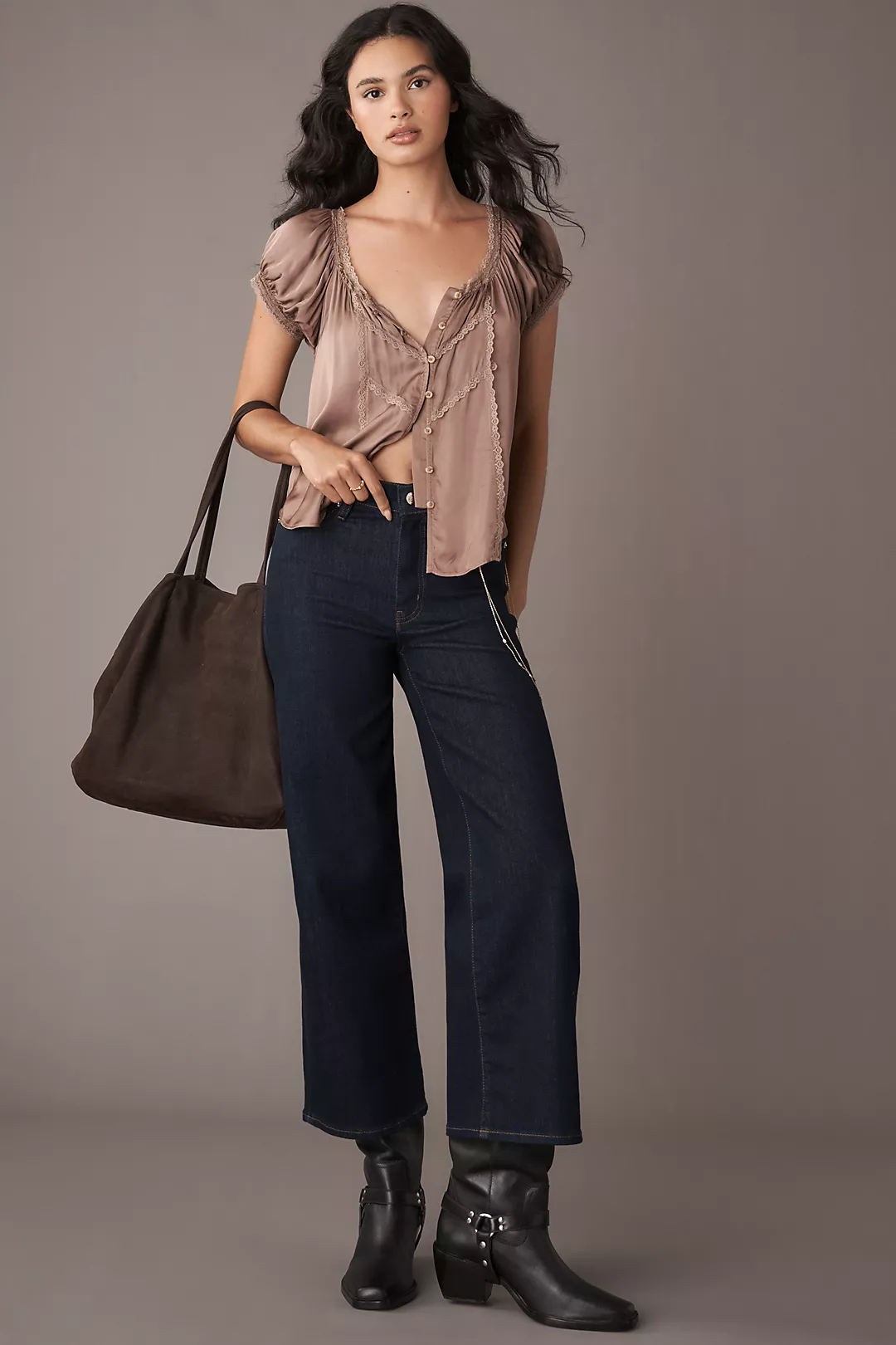 FRAME Le Slim Palazzo High-Rise Crop Wide Leg Jeans