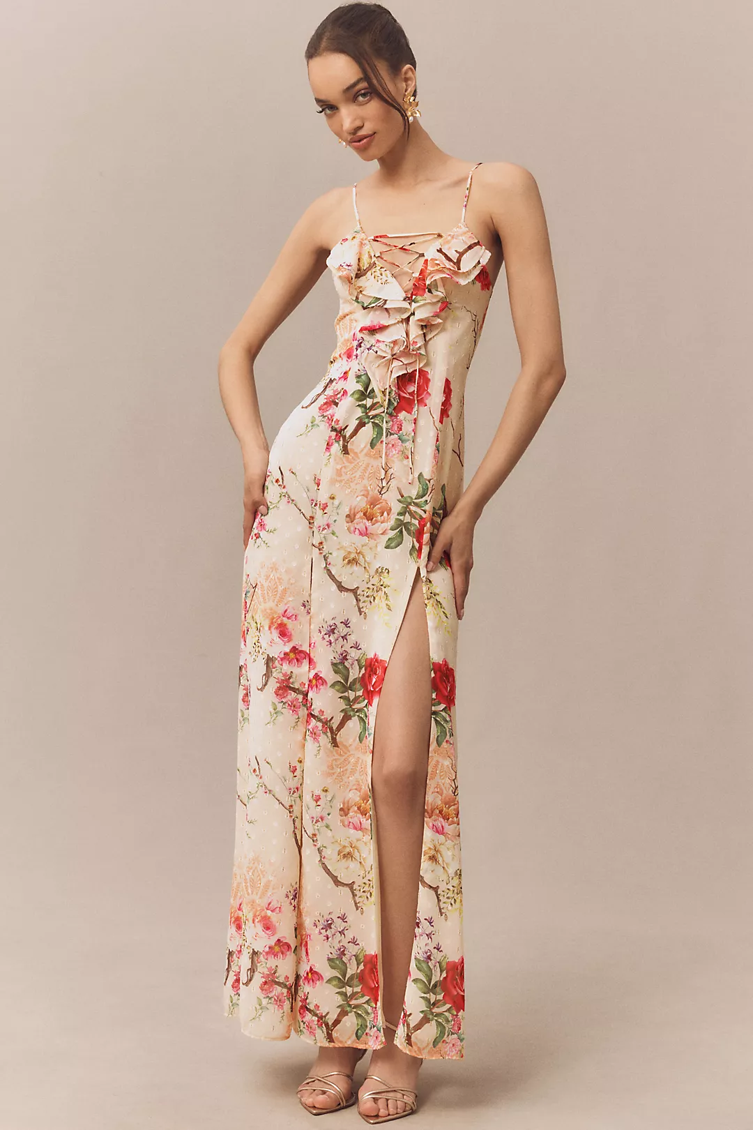 AFRM Lovette Sleeveless Lace-Up A-Line Maxi Dress