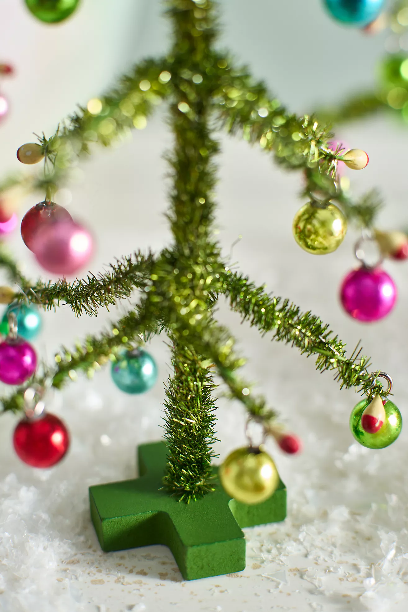 Green Tinsel Trees, Set of 3