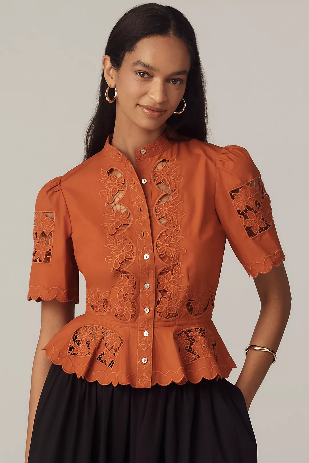 Love The Label Elizabeth Short-Sleeve Lace Blouse