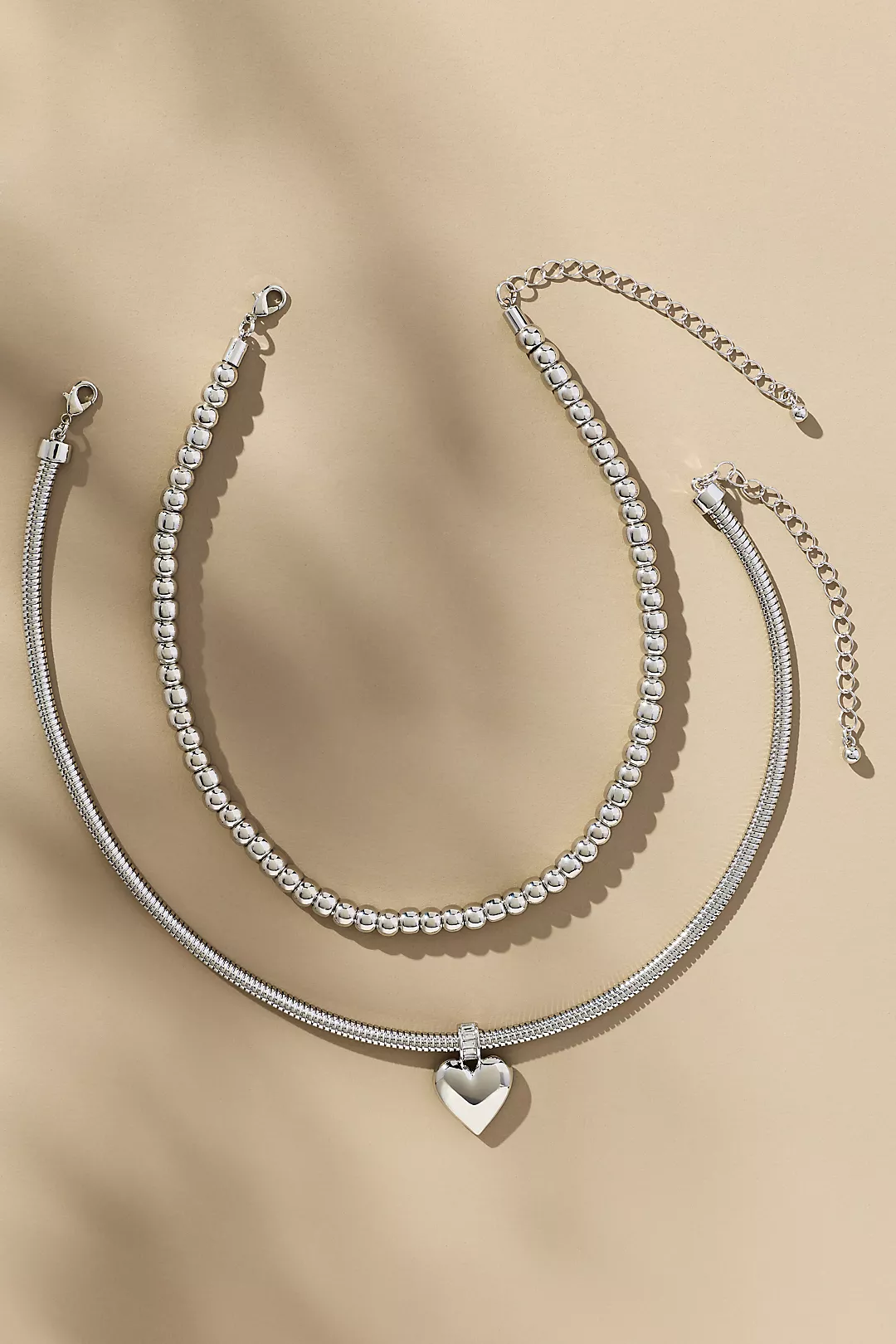 Heart Charm Layered Necklaces, Set of 2