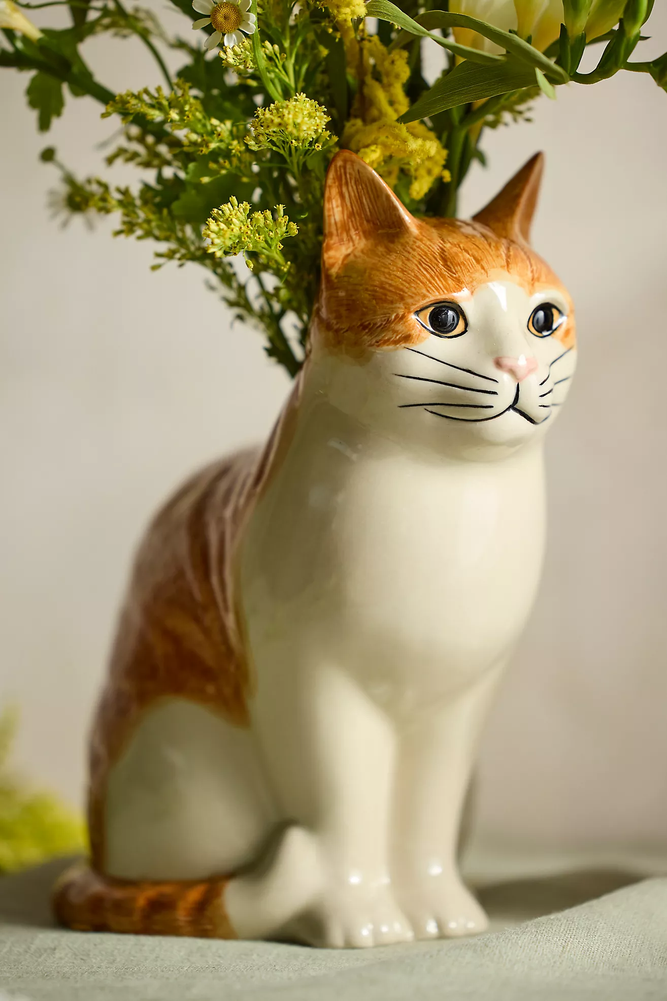 Quail Ceramics Orange Cat Vase