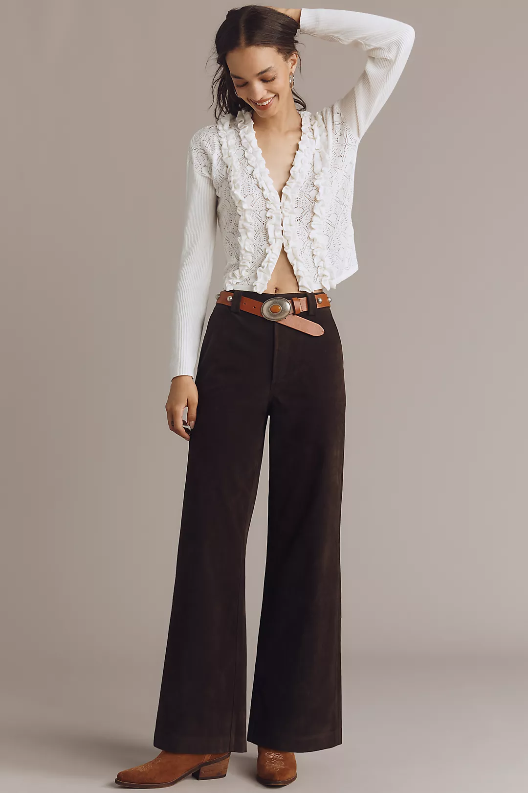 Joe's Jeans The Mia Faux-Suede Wide-Leg Ankle Pants