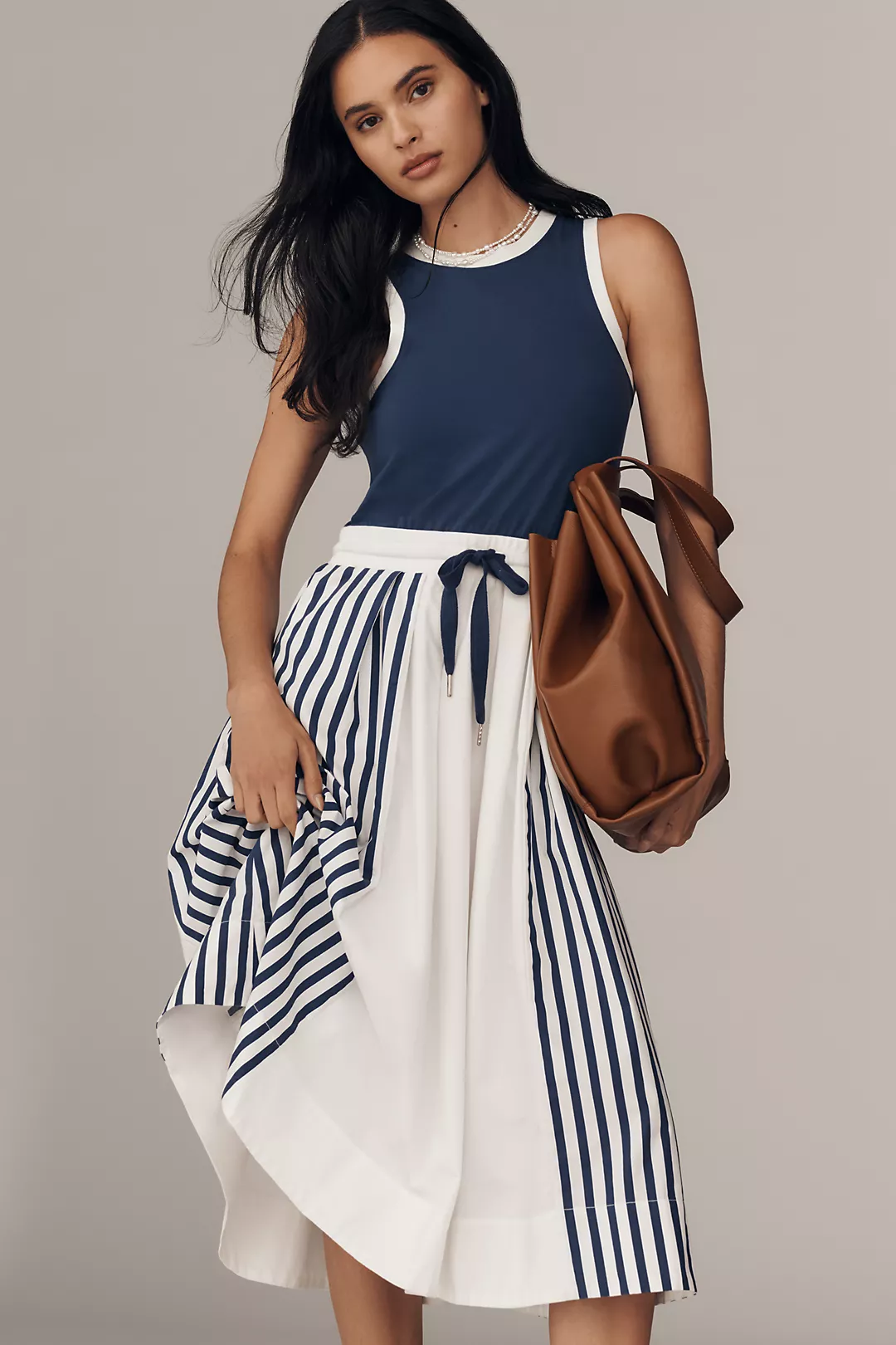 Daily Practice Sleeveless Drawstring Midi Dress