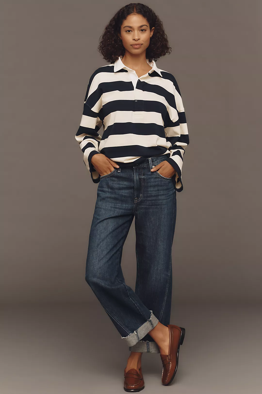 Pistola Kacey Cuffed High-Rise Wide-Leg Boyfriend Jeans