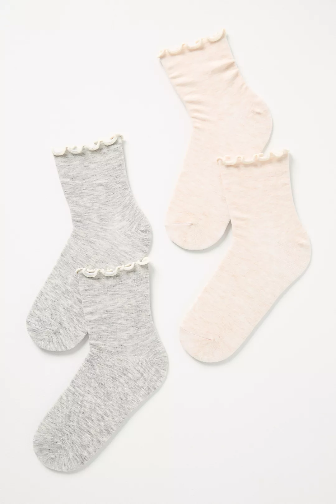 By Anthropologie Merino Ruffle Crew Socks, Set of 2