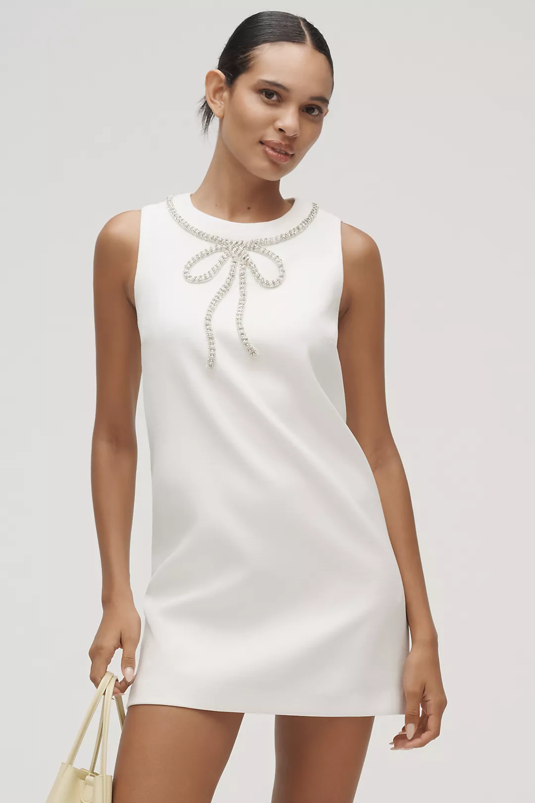 English Factory Sleeveless Rhinestone Bow Mini Dress