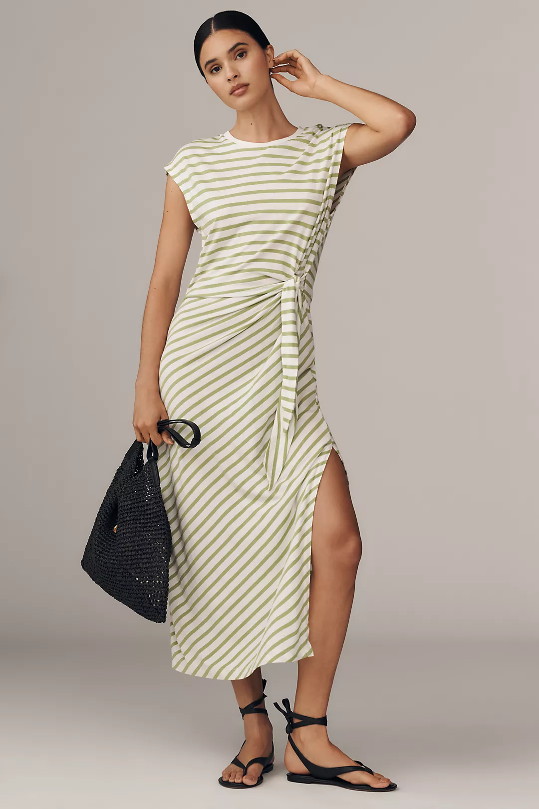 Daily Practice Tiebreaker Muscle-Sleeve Midi Dress