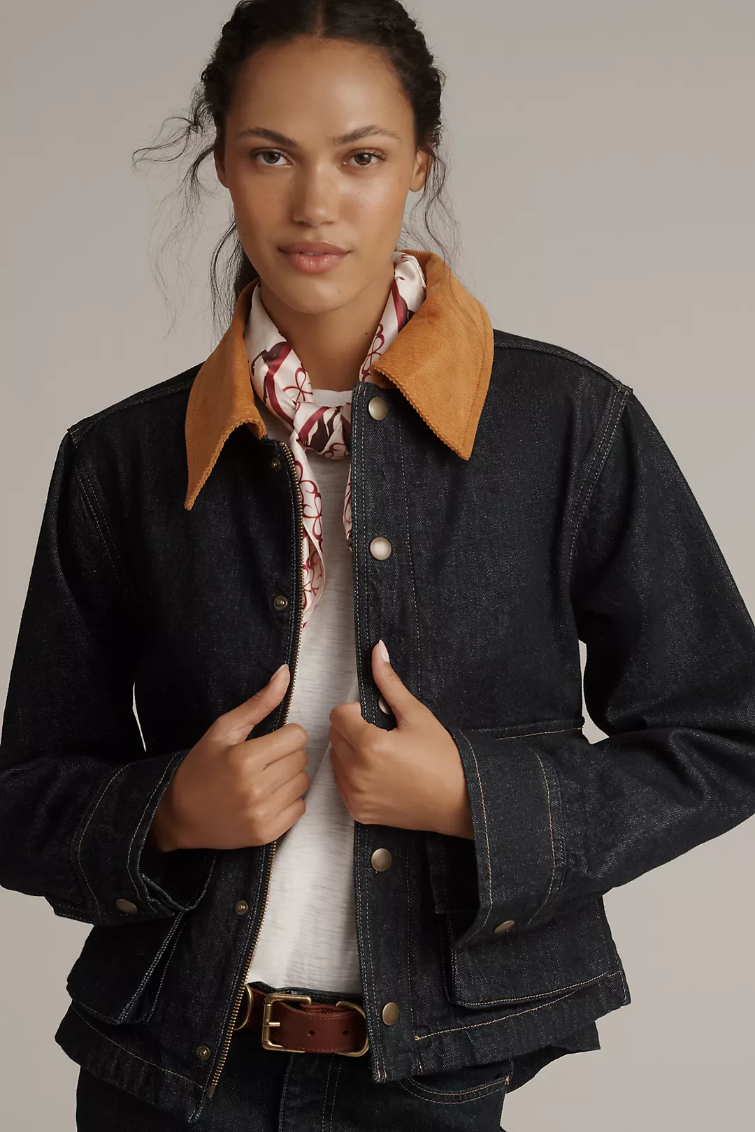 THE GREAT. Denim Swingy Jacket