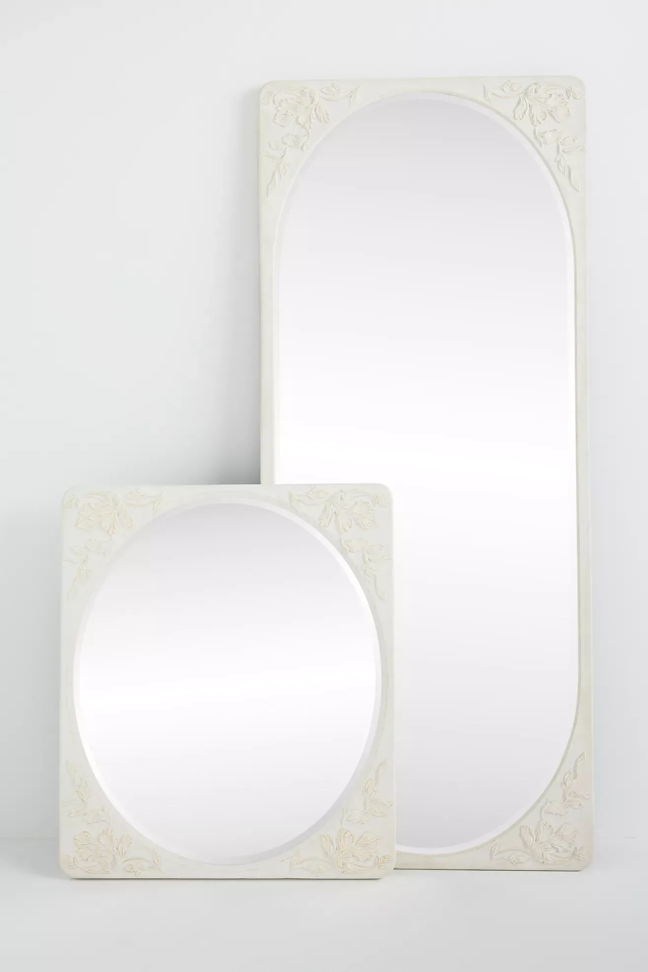 Naomi Etched Floral Rectangle Dressing Floor Mirror