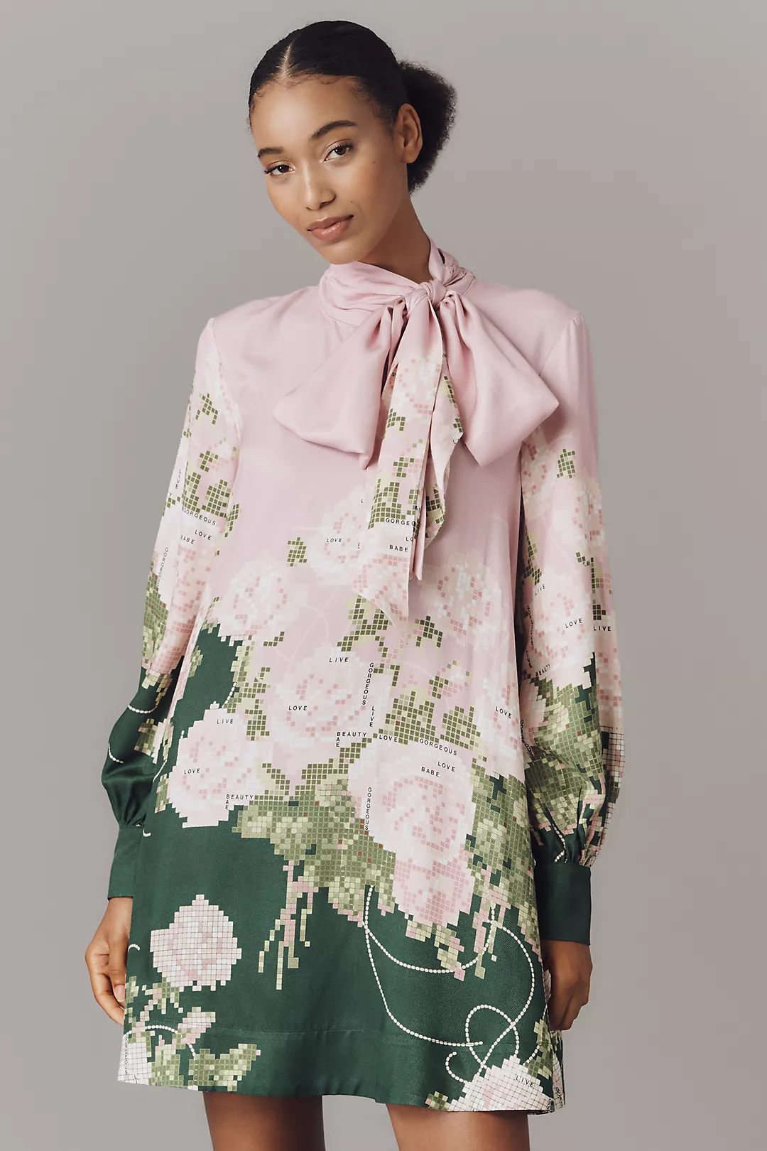 The Caroline Tie-Neck Mini Dress by Maeve