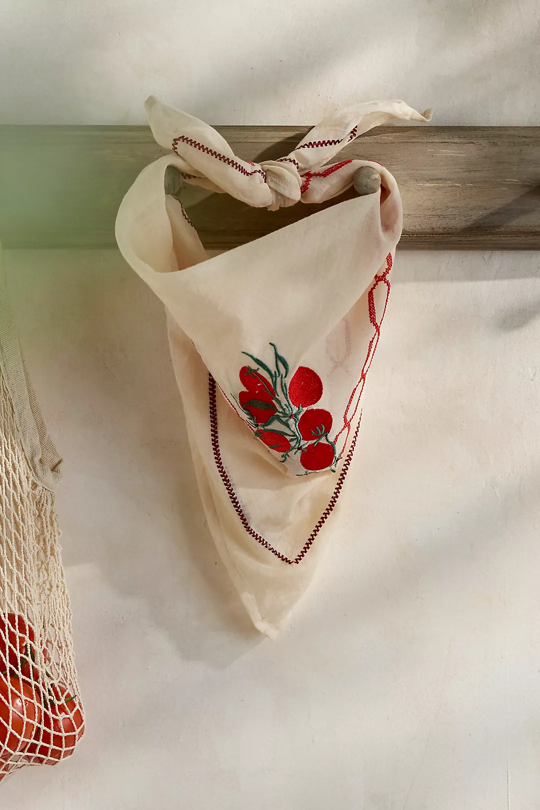 Embroidered Tomato Cotton Bandana