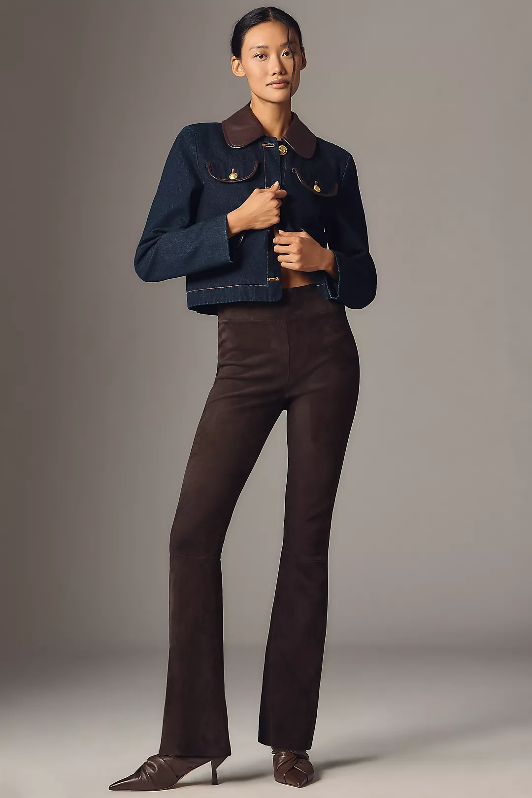 Walter Baker Lexie Mid-Rise Suede Flare Pants
