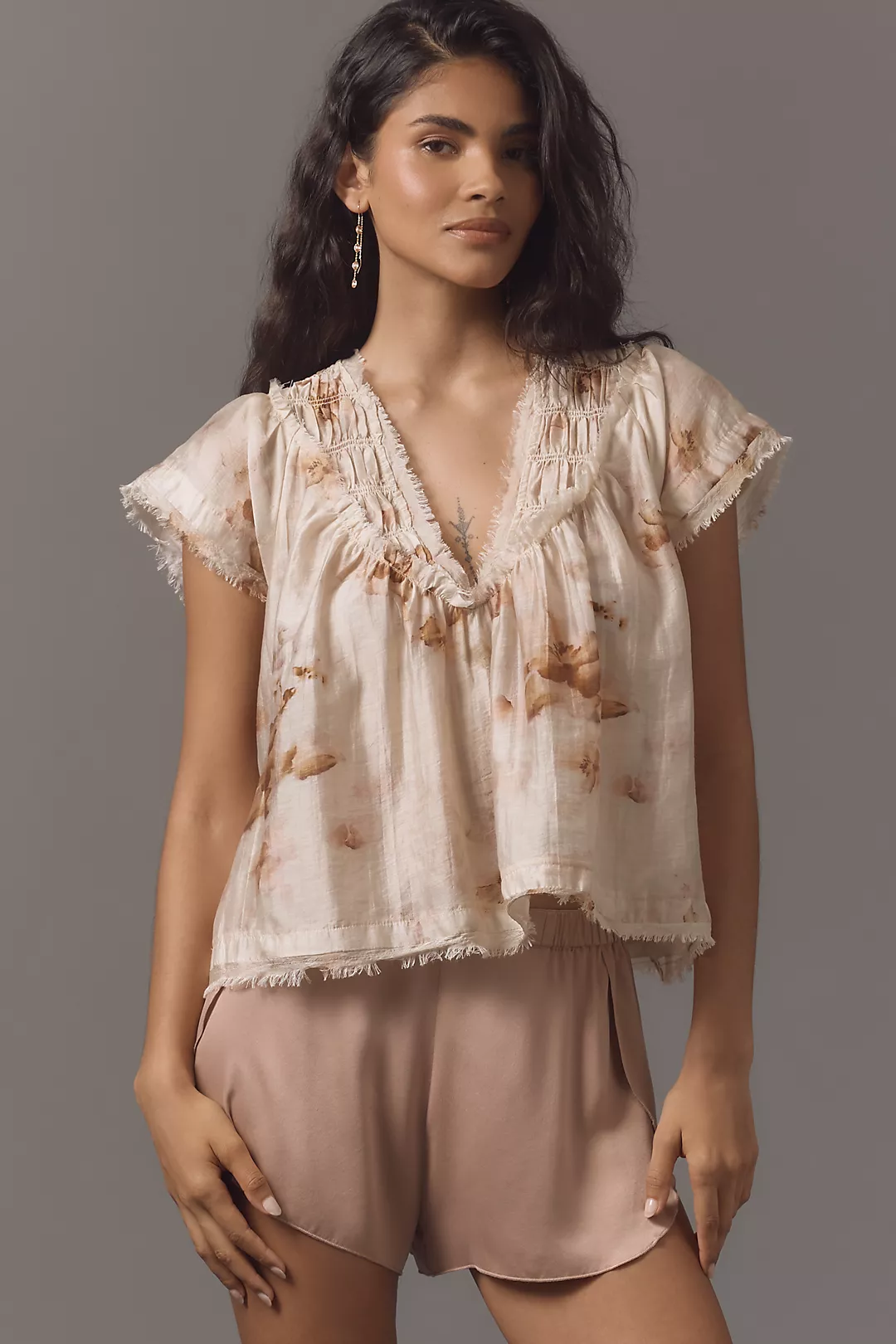 By Anthropologie Smocked Yoke Blouse