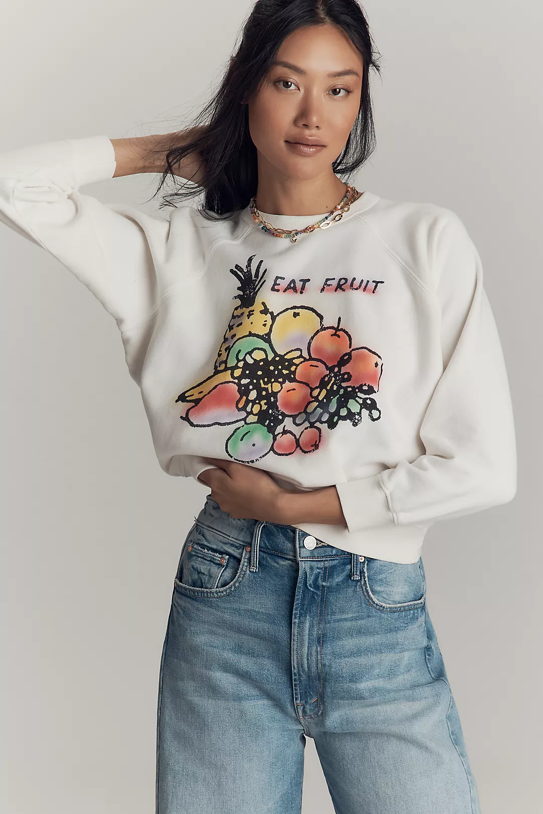 MOTHER The Concert Crew-Neck Graphic Sweatshirt