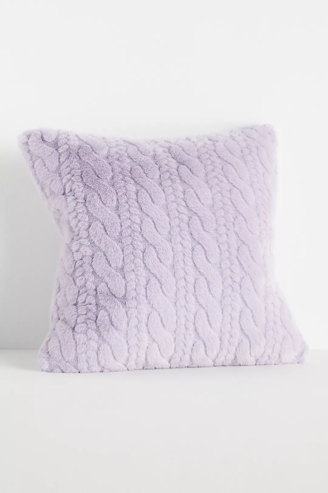 Faux Fur Cable-Knit Sweater Pillow