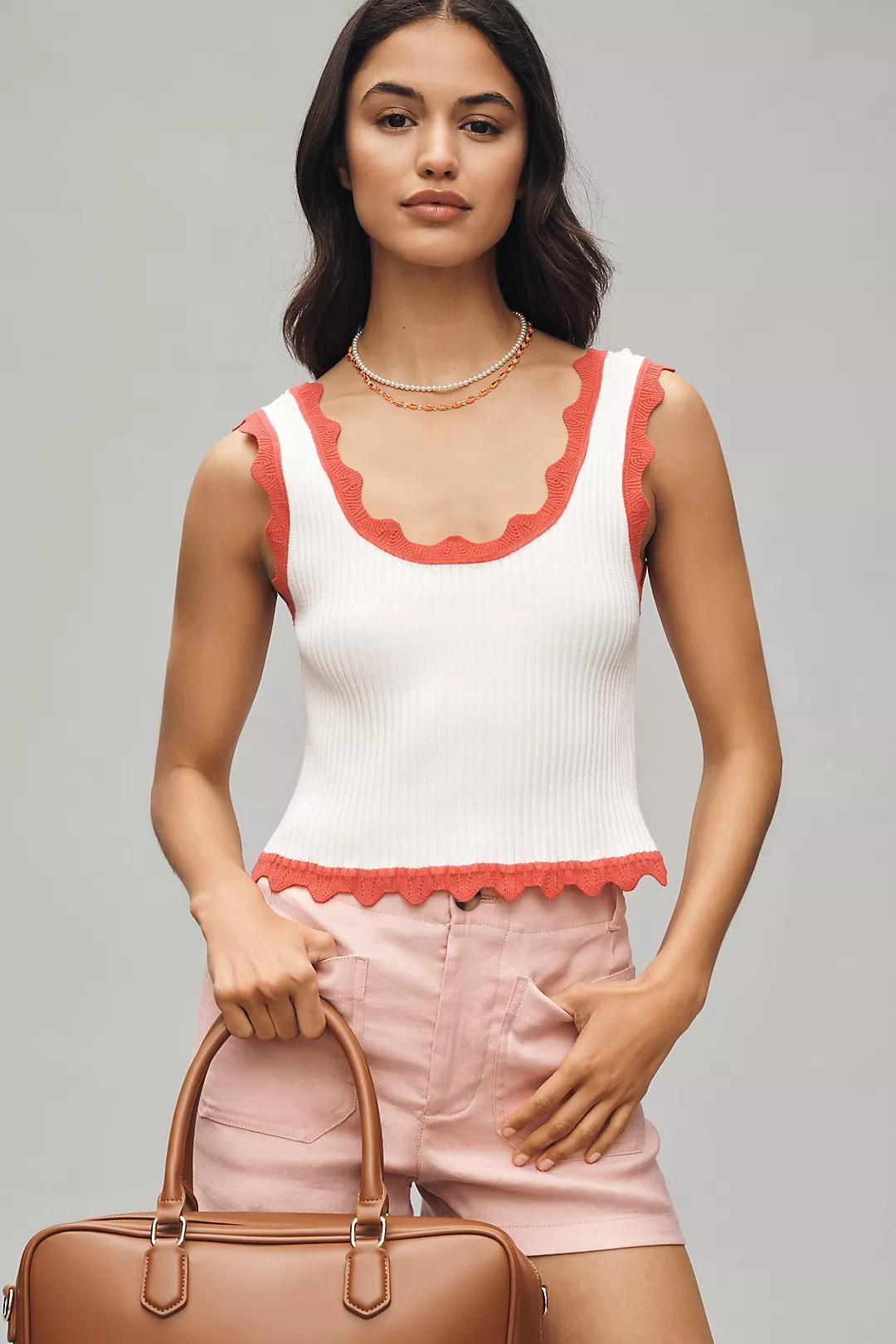 Maeve Crop Scallop Sweater Tank