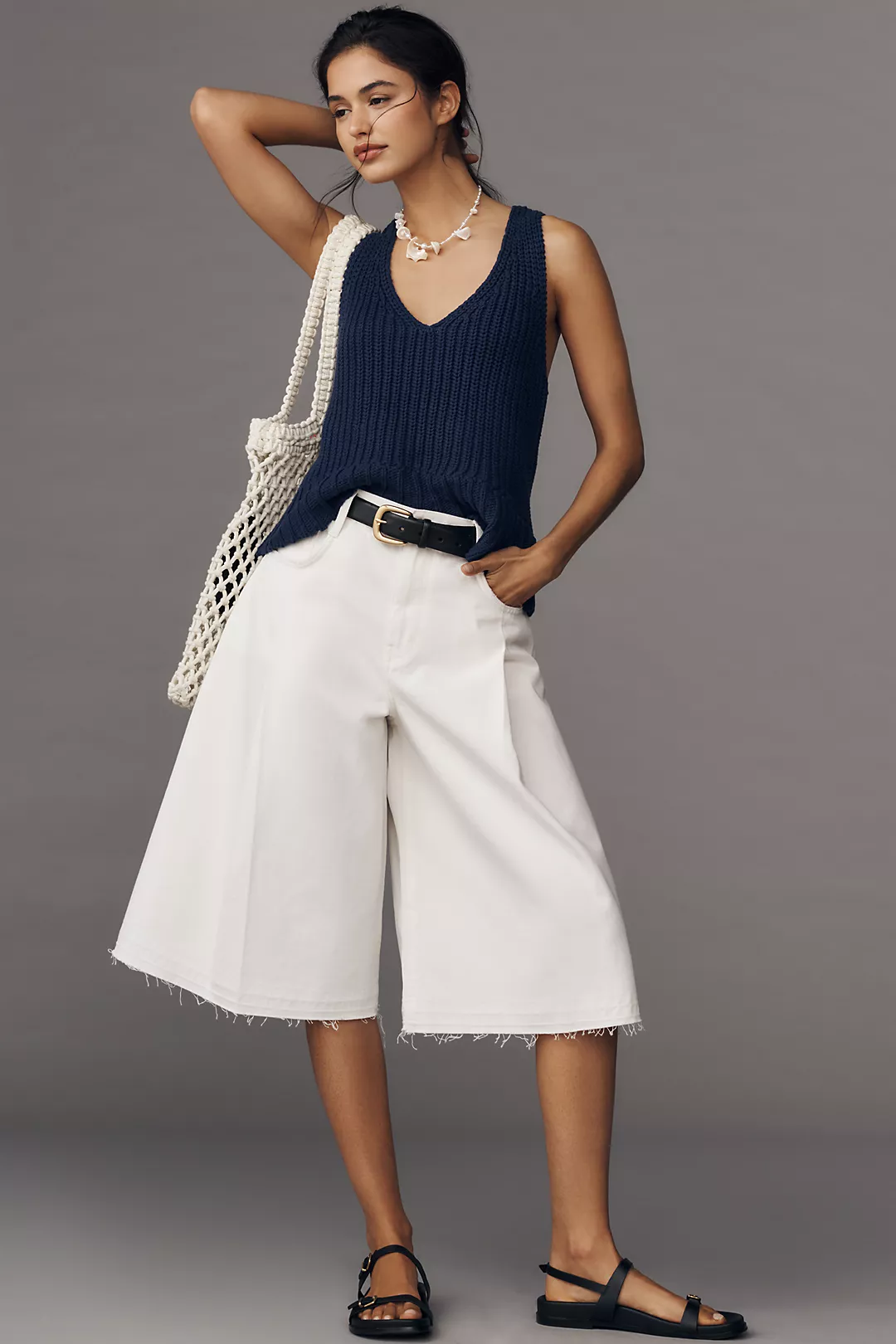 Pilcro Pleated Culotte High-Rise Culotte Jeans