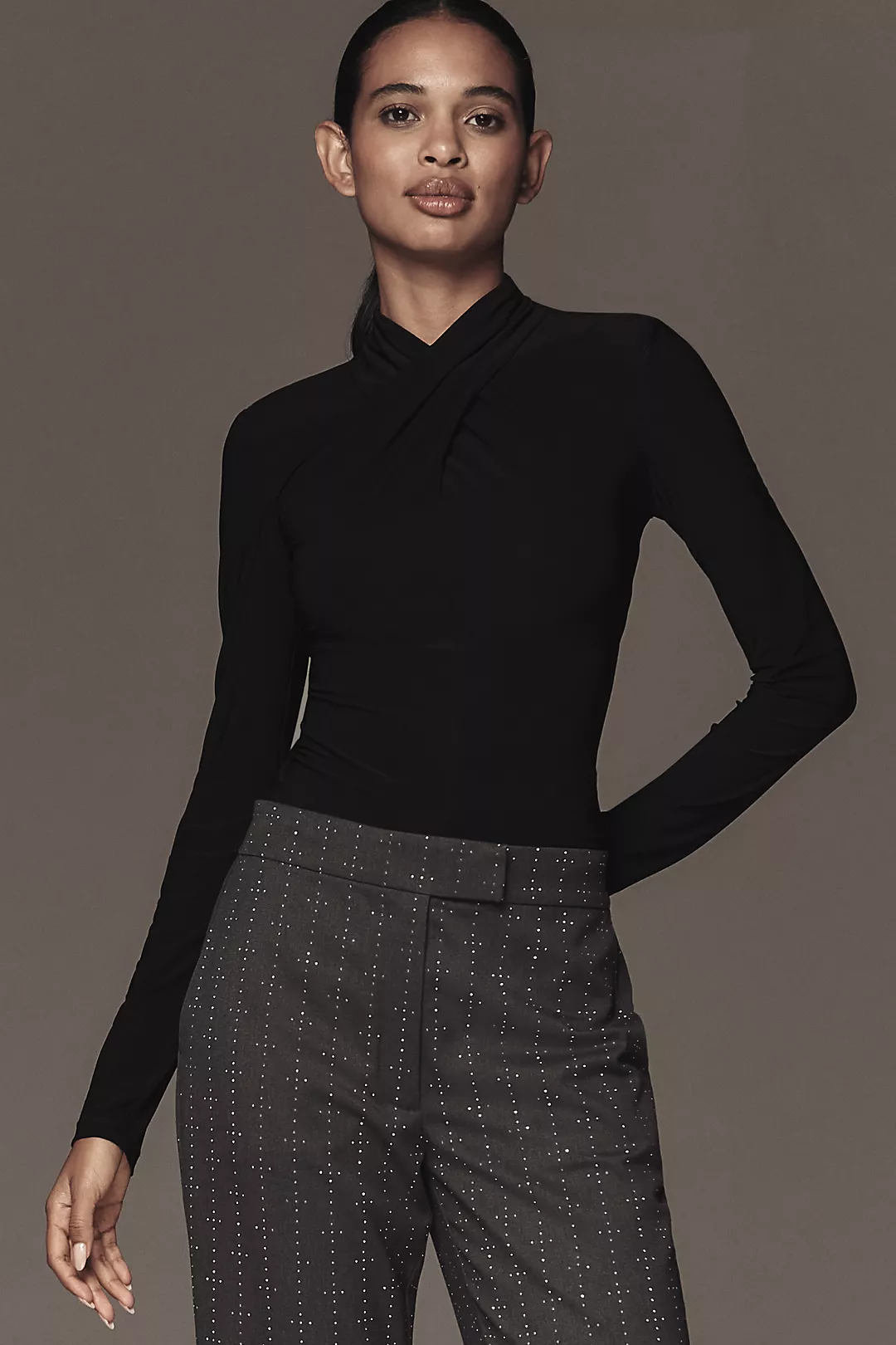 Derek Lam 10 Crosby Krini Long-Sleeve Twist-Neck Top