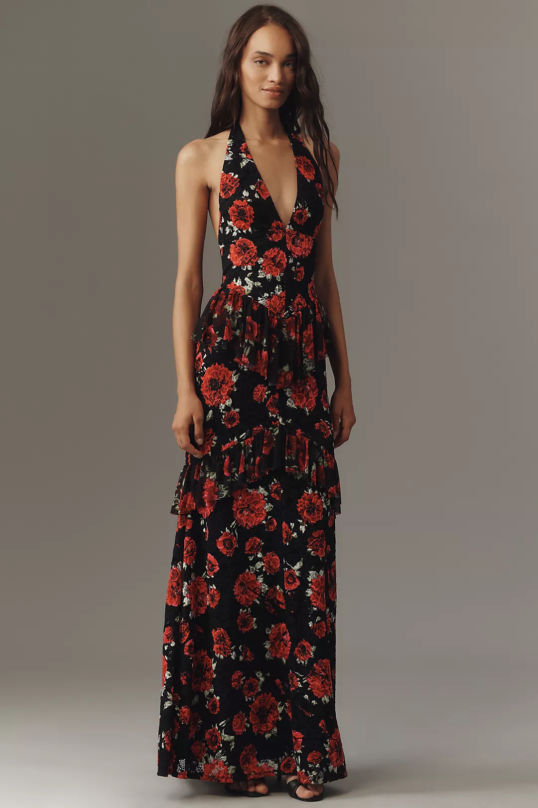 AFRM Halter Ruffle Maxi Dress
