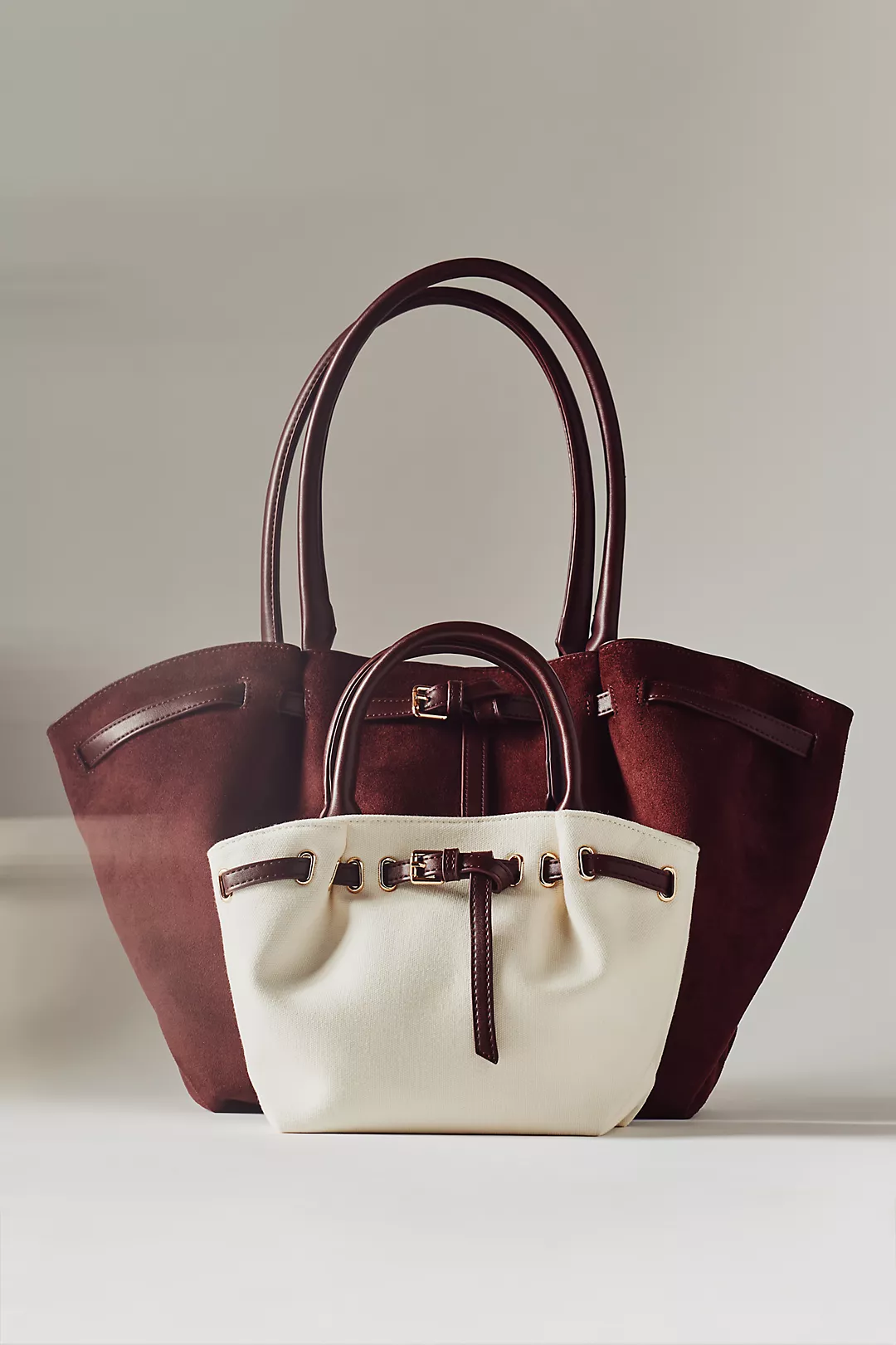 By Anthropologie Faux-Suede Belted Tote