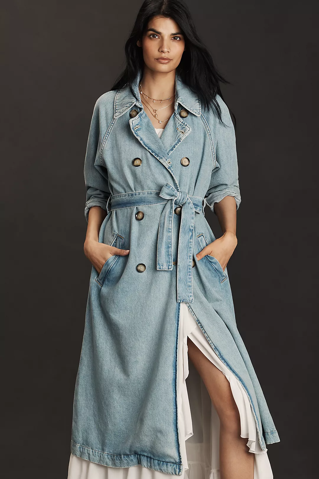 Pilcro Denim Trench Coat