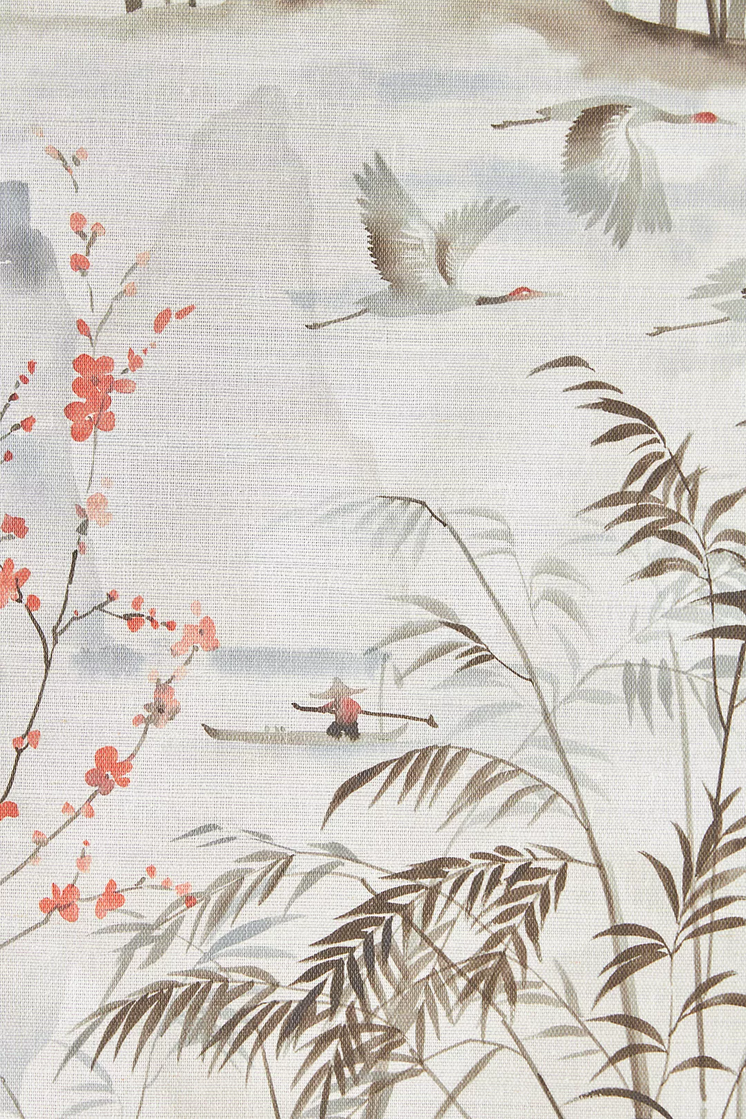 Blossom Floral Scenic Grasscloth Wallpaper