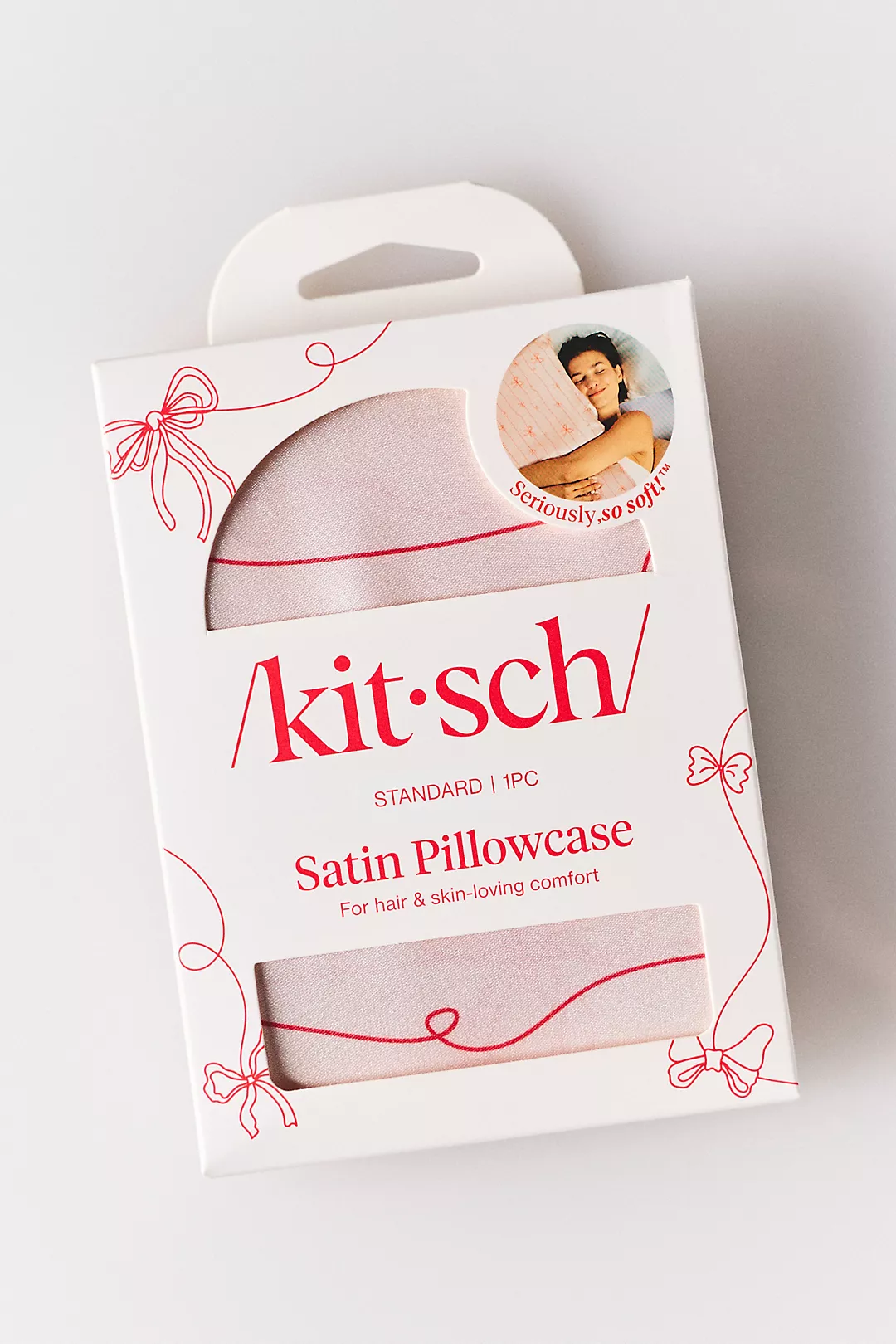 KITSCH Striped Bows Satin Standard Pillowcase