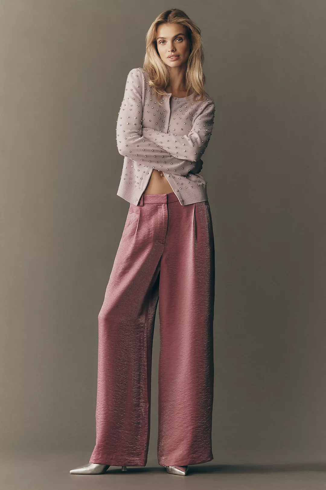 Maeve Shimmered Wide-Leg Trousers
