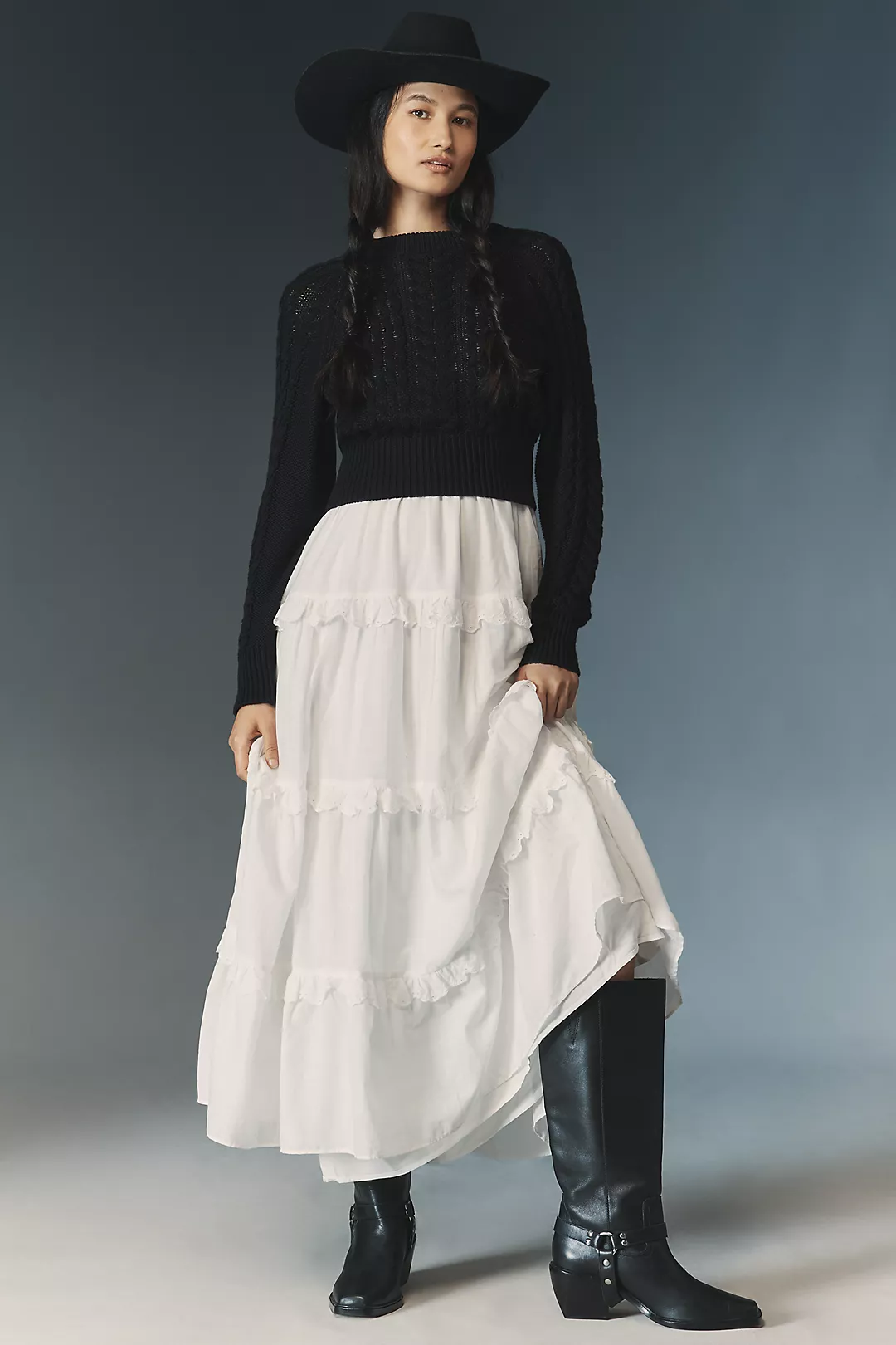 By Anthropologie Twofer Sweater Tiered Dress