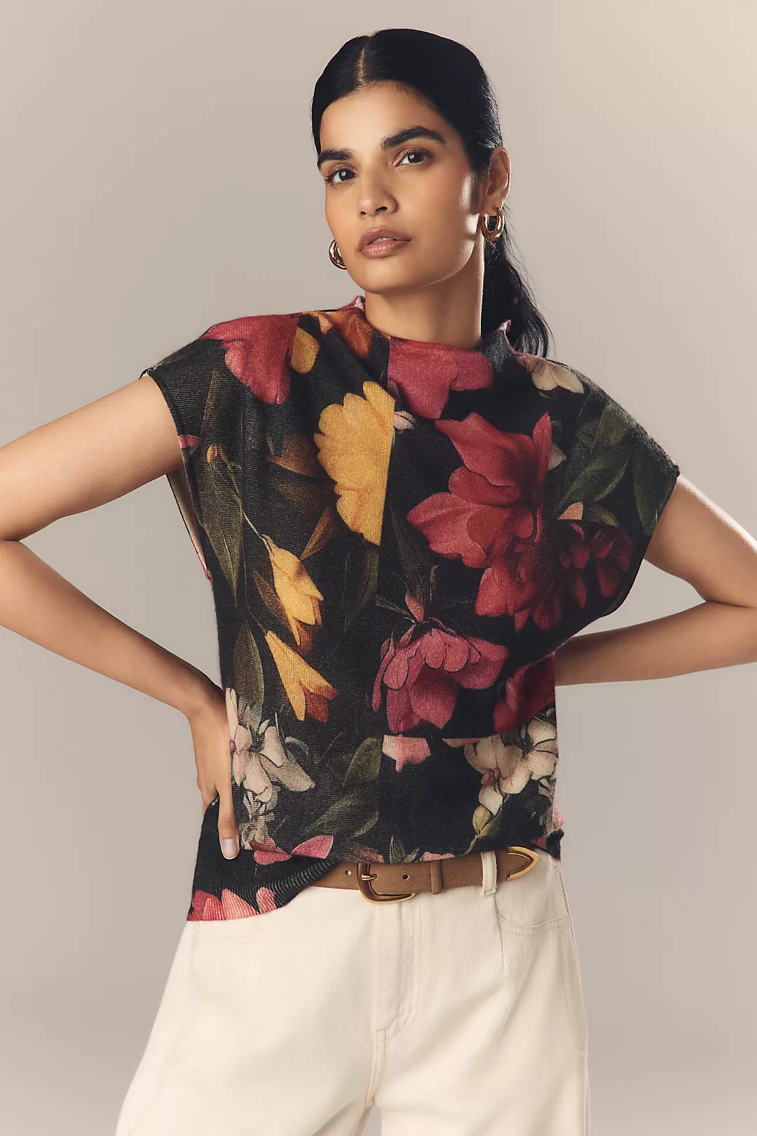 By Anthropologie Mock-Neck Cashmere Sweater Tee