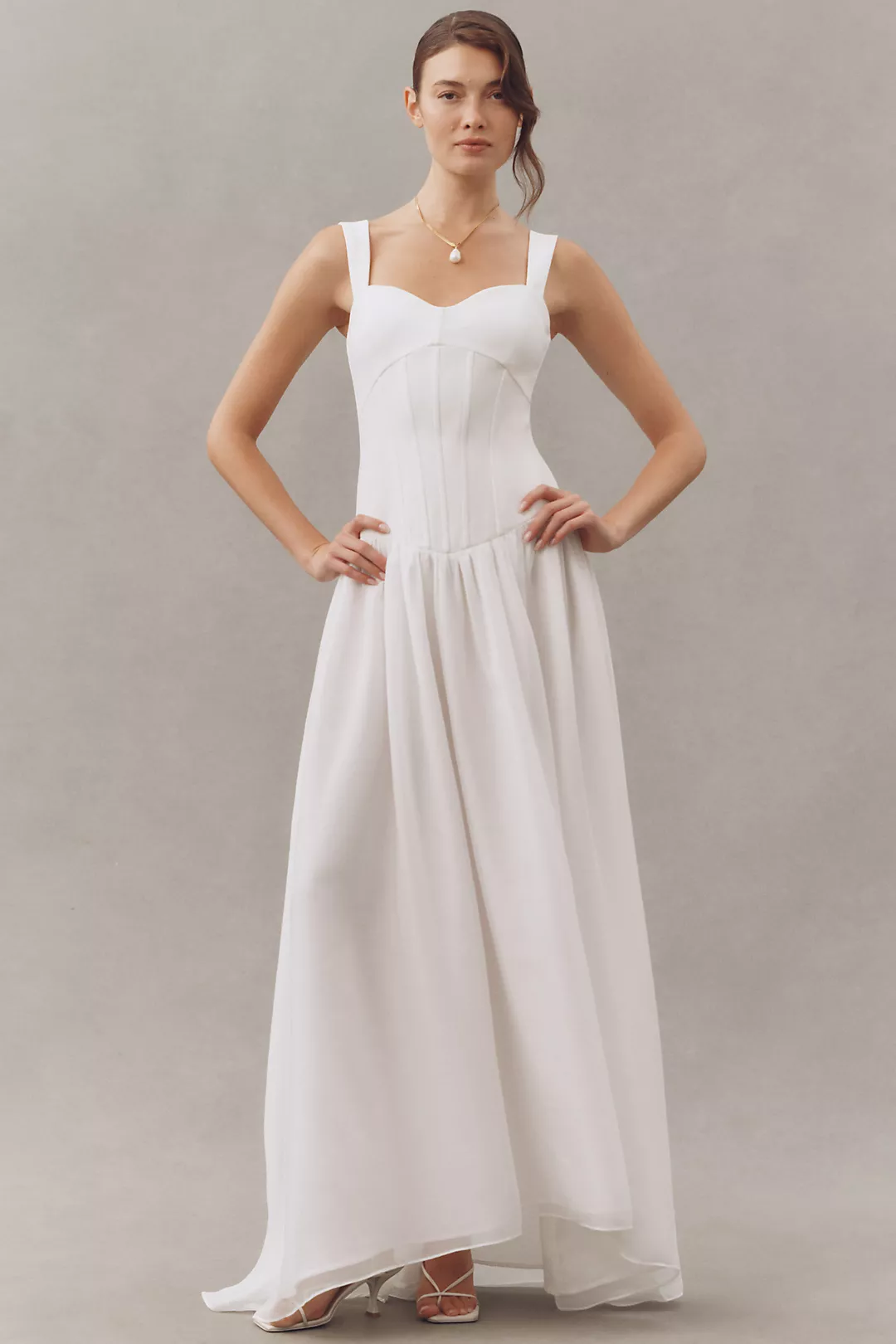 Elliatt Emi Corset Sheer Drop-Waist Maxi Dress