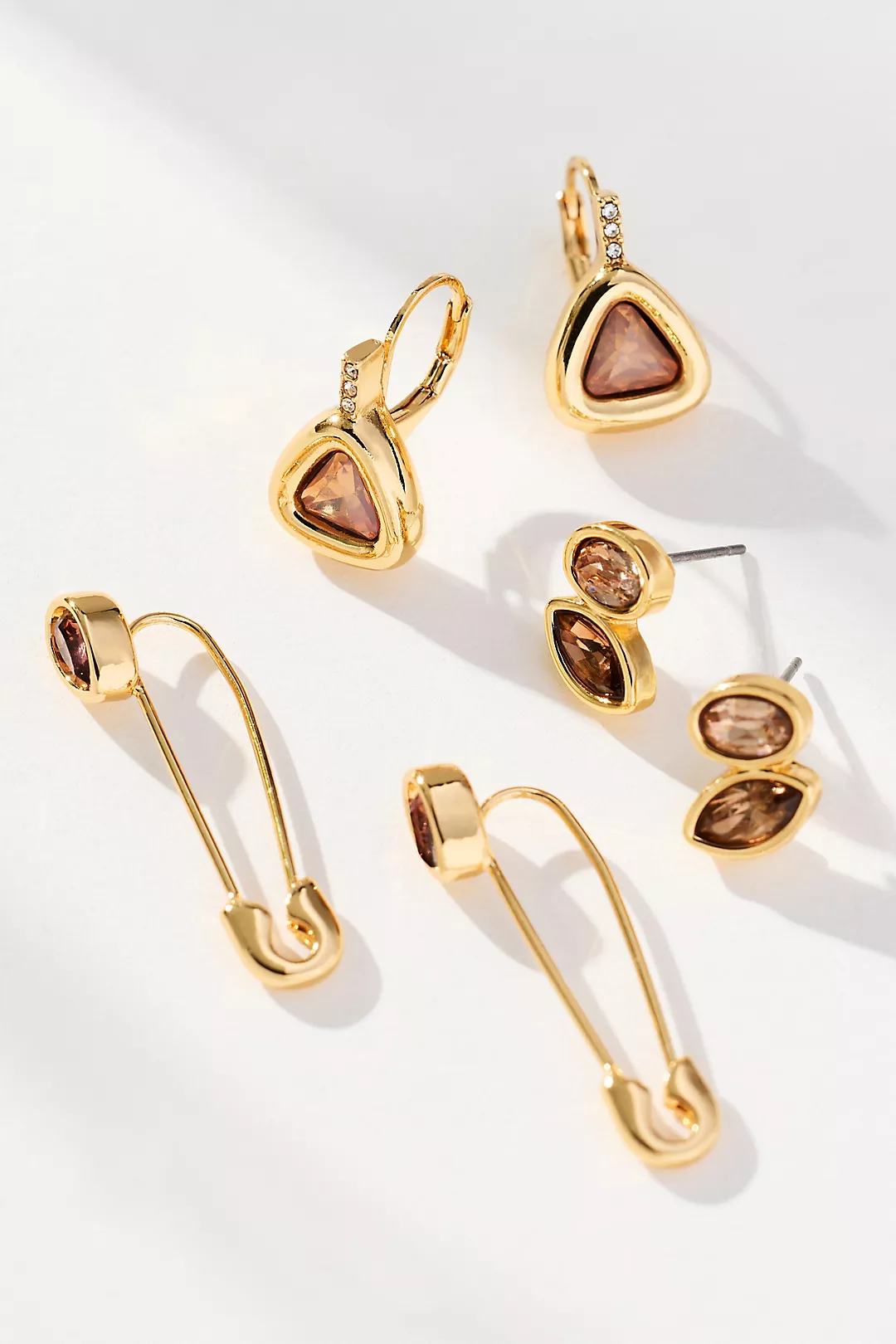 Assorted Crystal Earrings, Set of 3