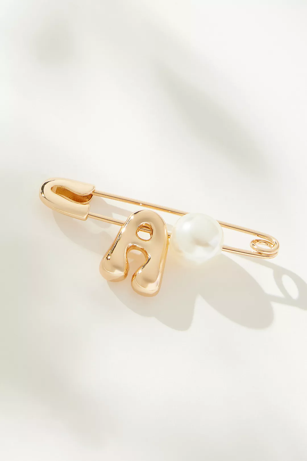 Bubble Letter Monogram Safety Pin Brooch