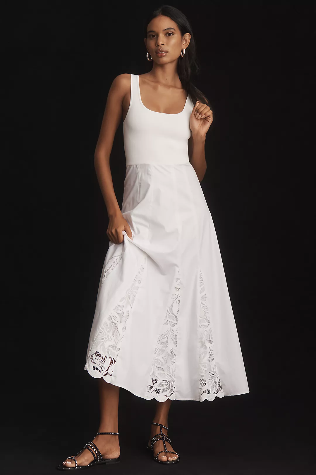 Derek Lam 10 Crosby Sleeveless Lace-Hem Maxi Dress