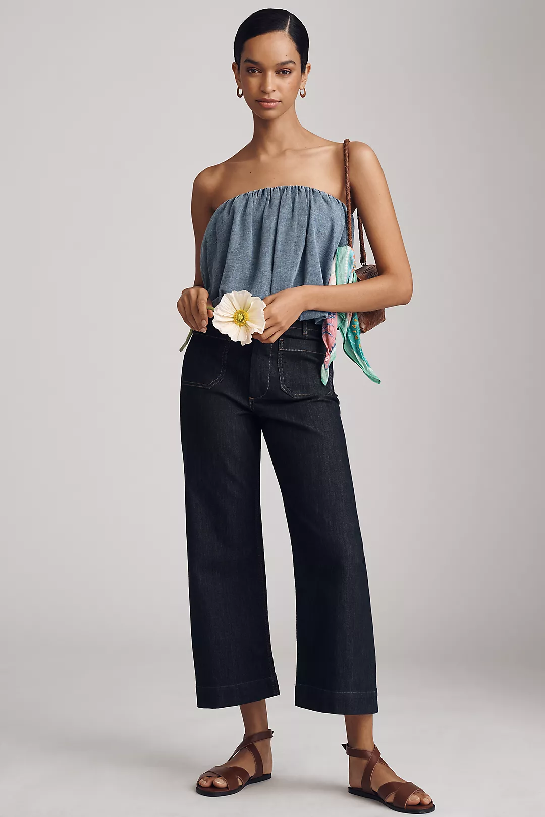 The Colette Crop Wide-Leg Jeans by Maeve