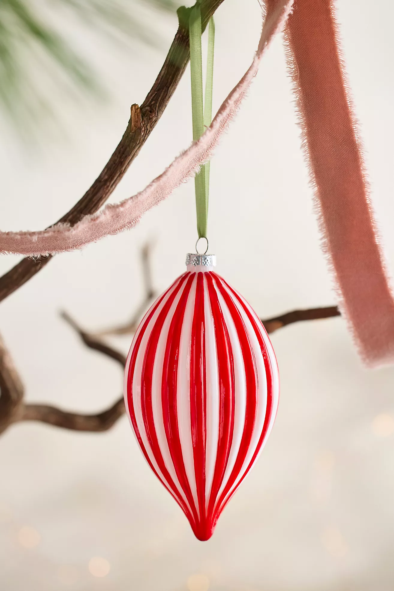 Peppermint Candy Ball Glass Ornament