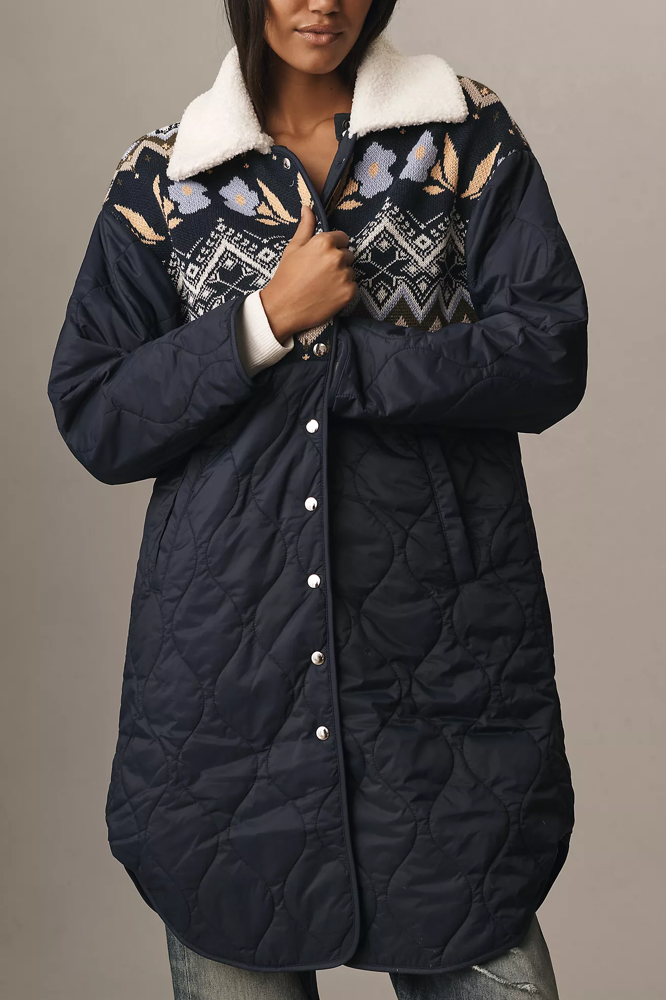 By Anthropologie Fairisle Mix Liner Jacket