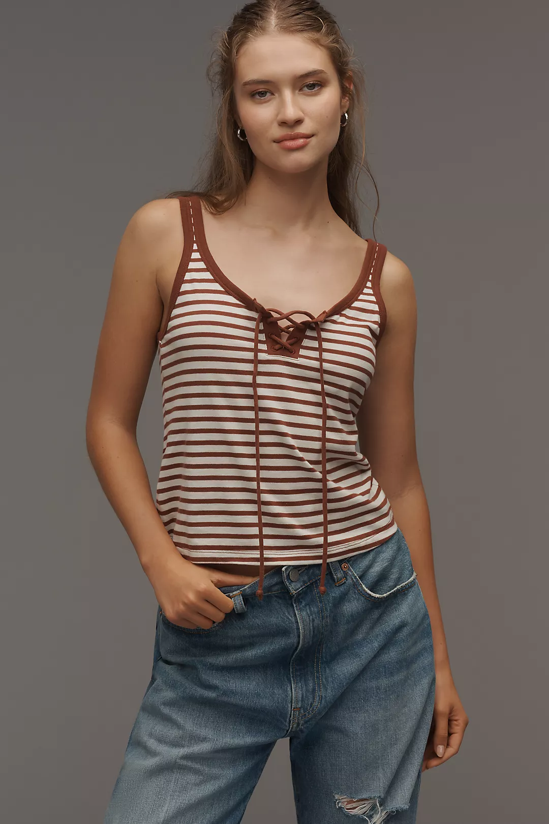 Nation Los Angeles Jil Lace-Up Tank Top