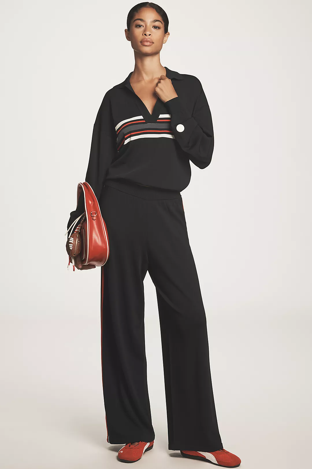 PE Nation Retreat Wide-Leg Knit Sweatpants