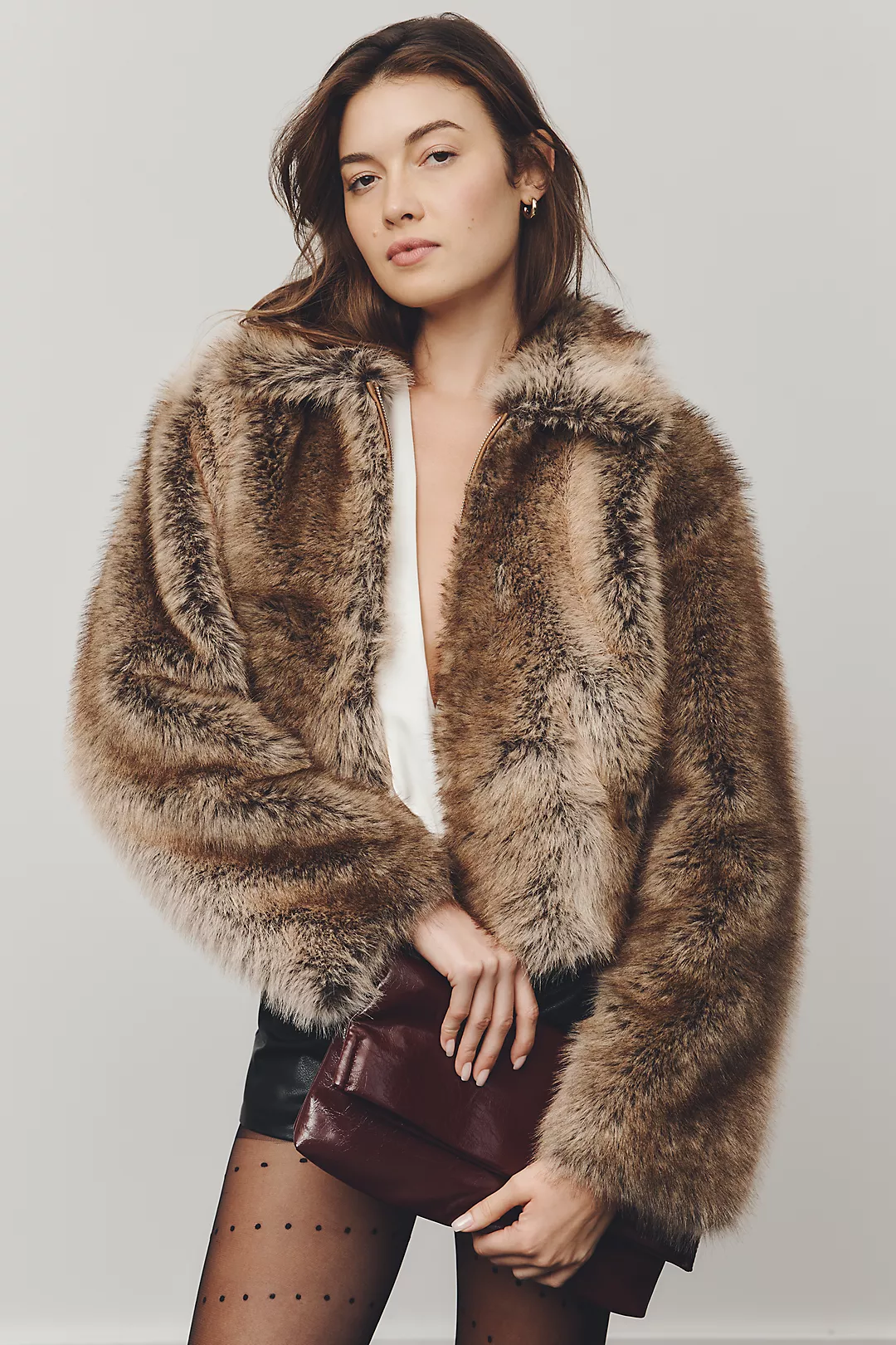 Maeve Cropped Faux-Fur Coat