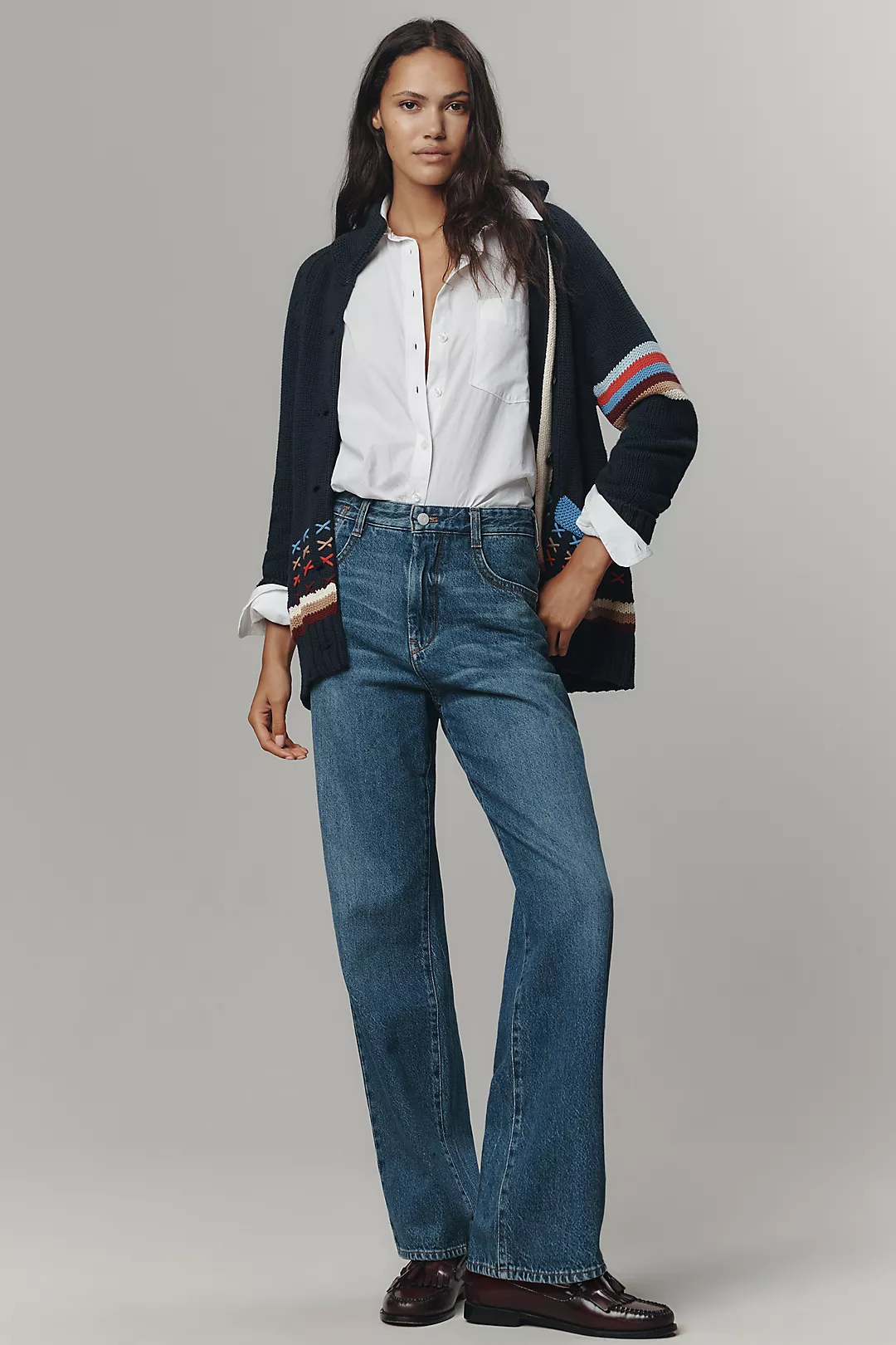 The Mila Mid-Rise Straight-Leg Jeans by Pilcro