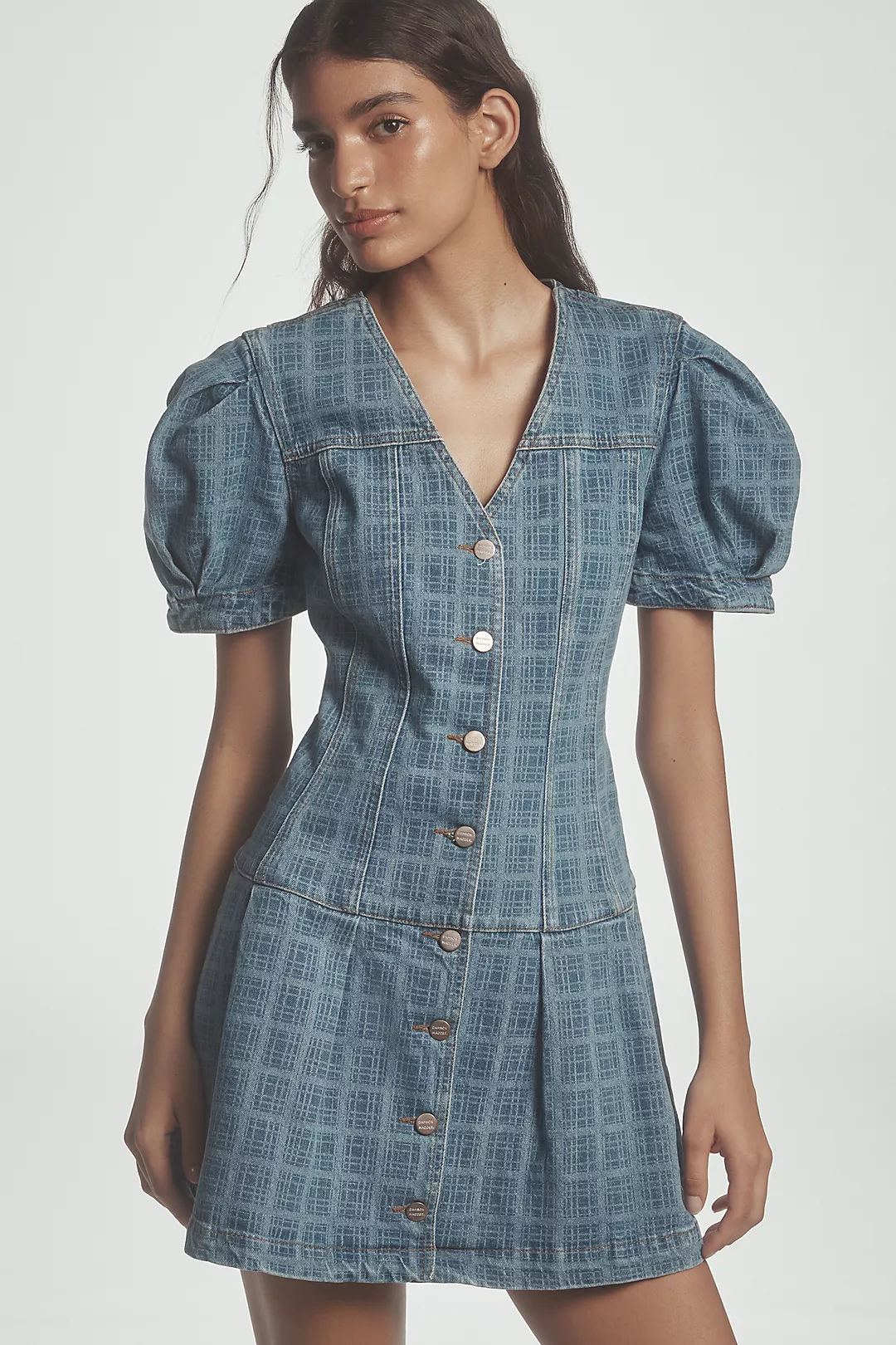 Damson Madder Adeline Puff-Sleeve Mini Dress