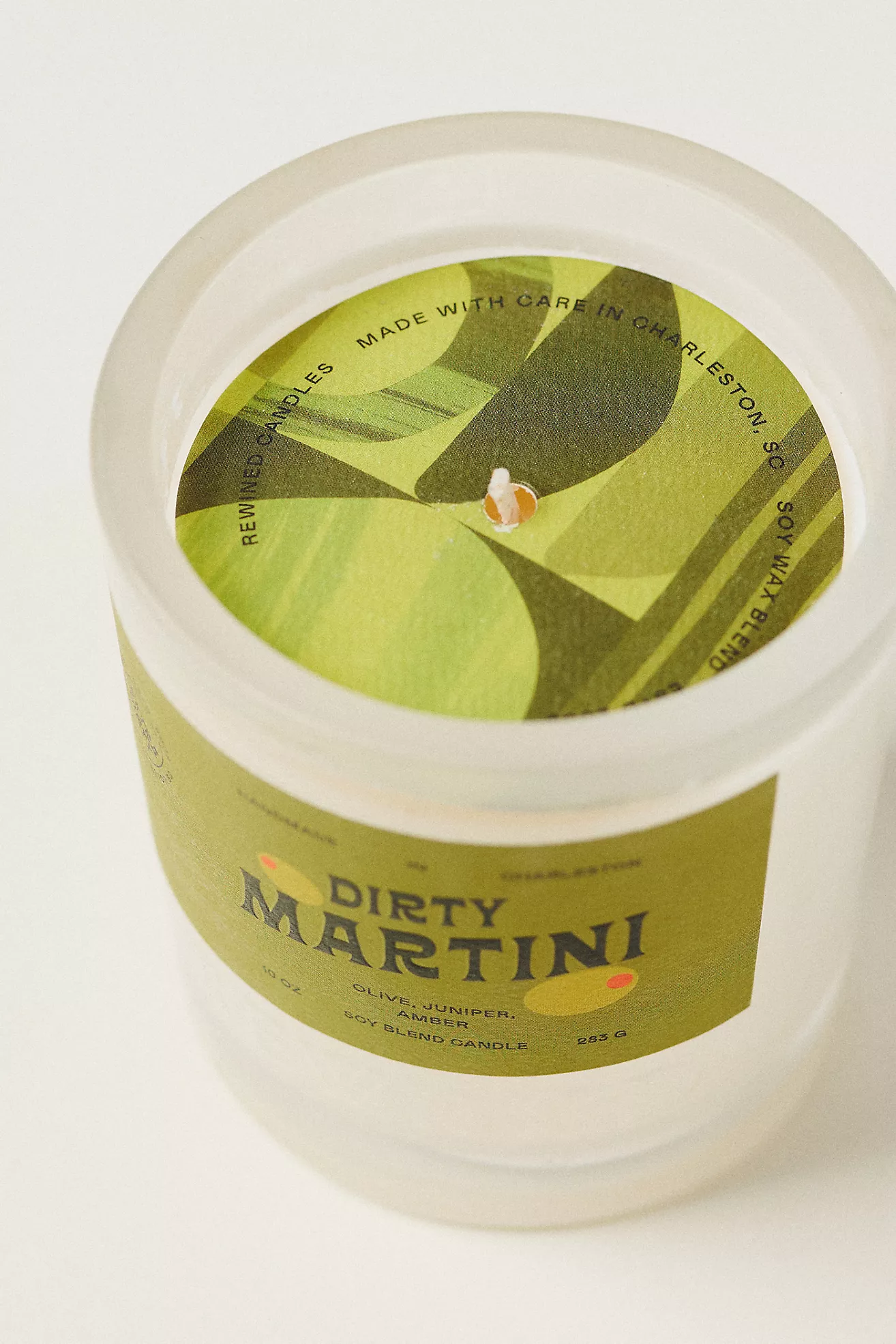 Rewined Dirty Martini Glass Candle