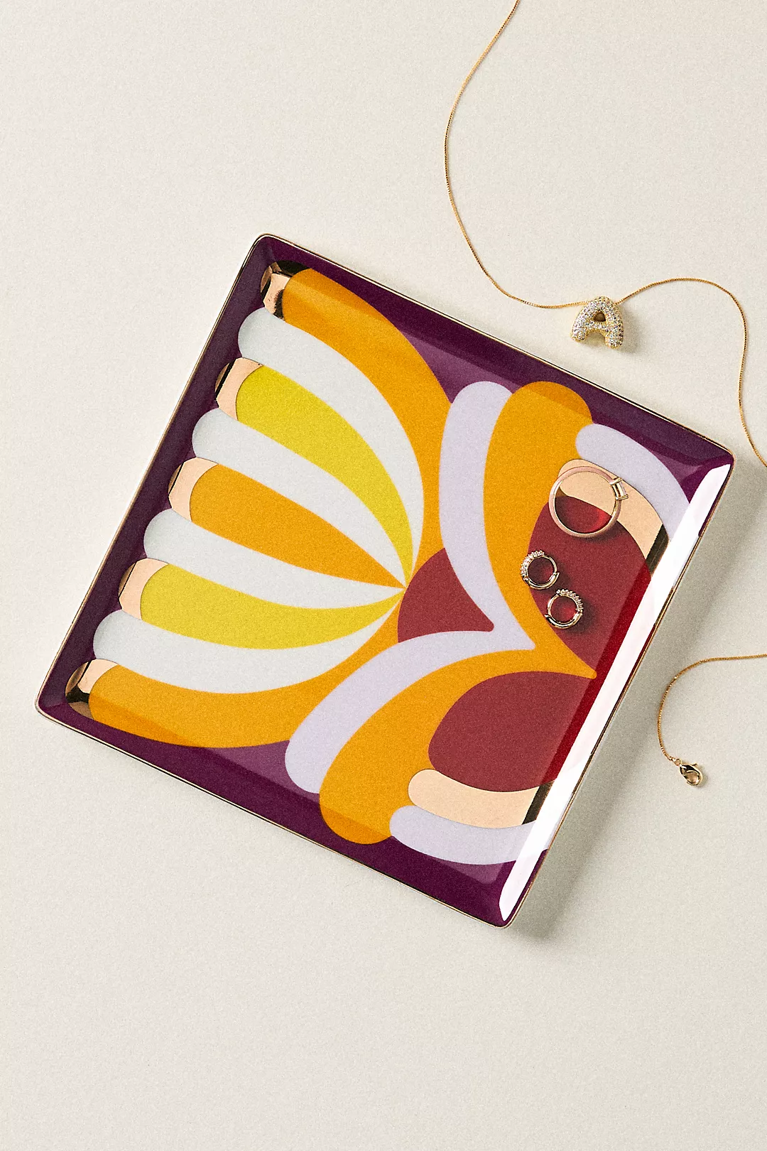 Retro Bloom Ceramic Trinket Dish