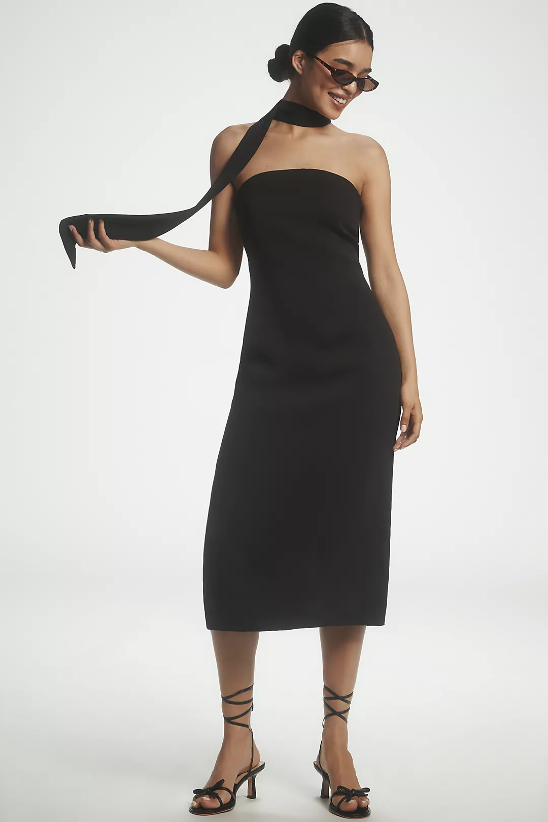 Endless Rose Strapless Scarf Column Midi Dress