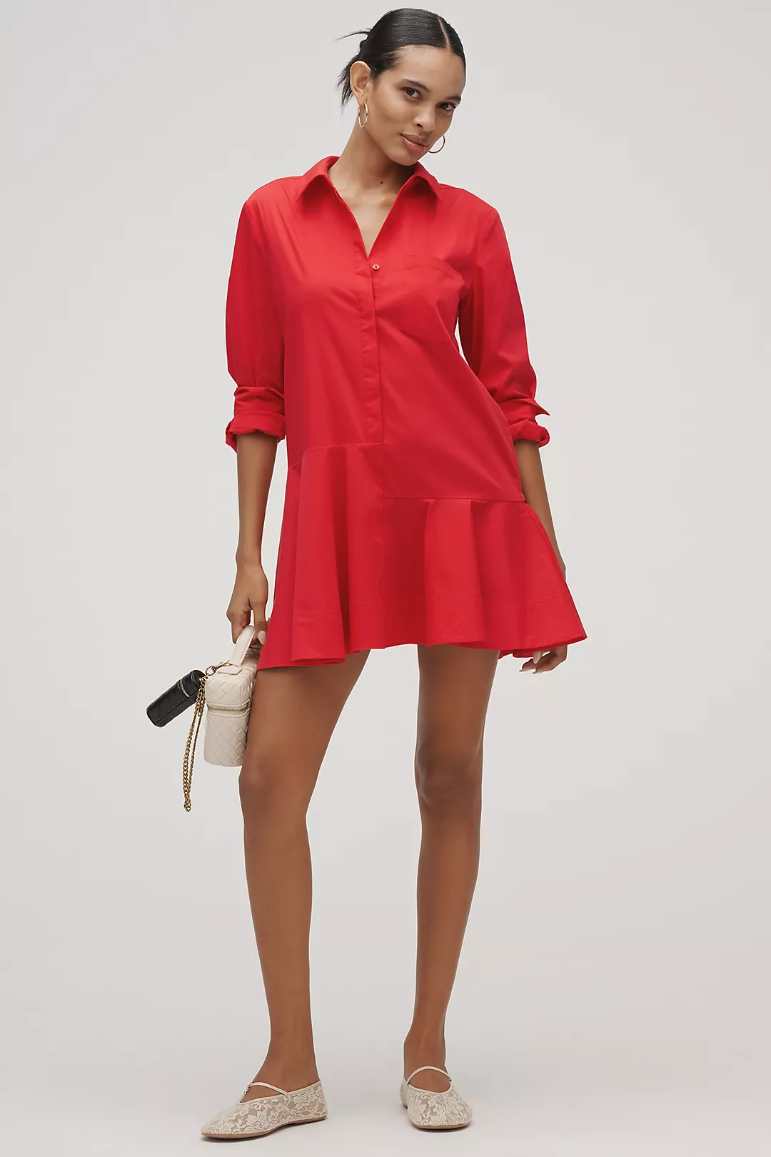 English Factory Long-Sleeve Mini Shirt Dress