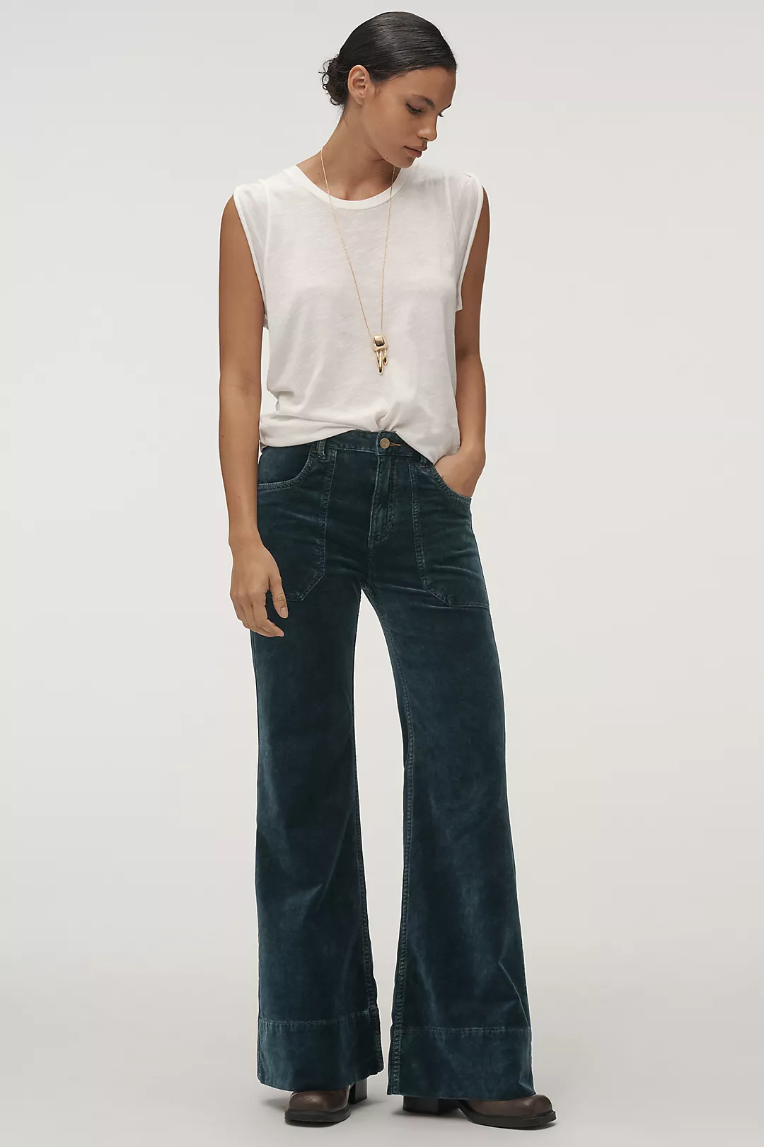 Pilcro Rylan Velvet High-Rise Flare Jeans